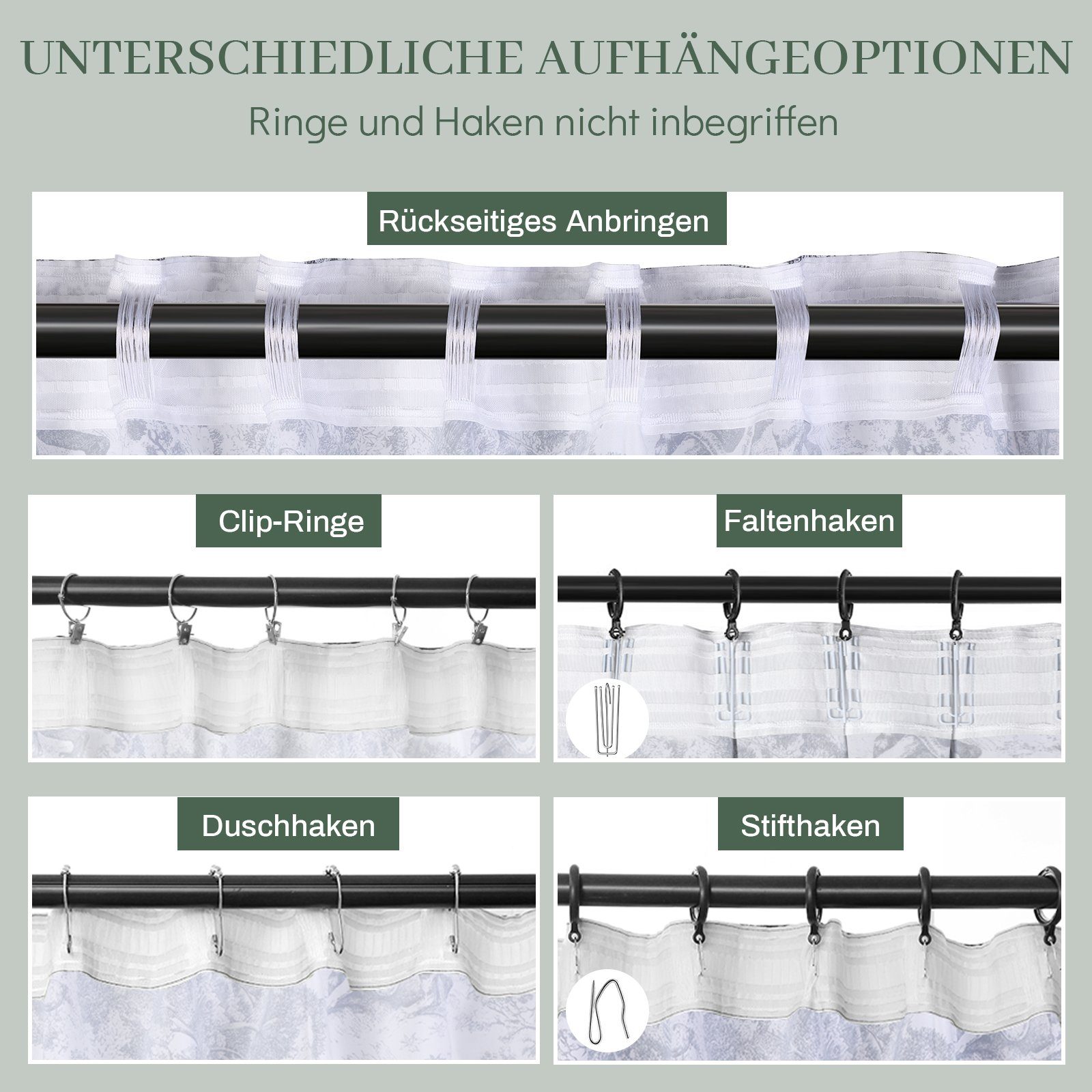 Sunicol Gardine Glatt Voile Vorhang mit Kräuselband Muster, 2 Stück, Halbtr günstig online kaufen