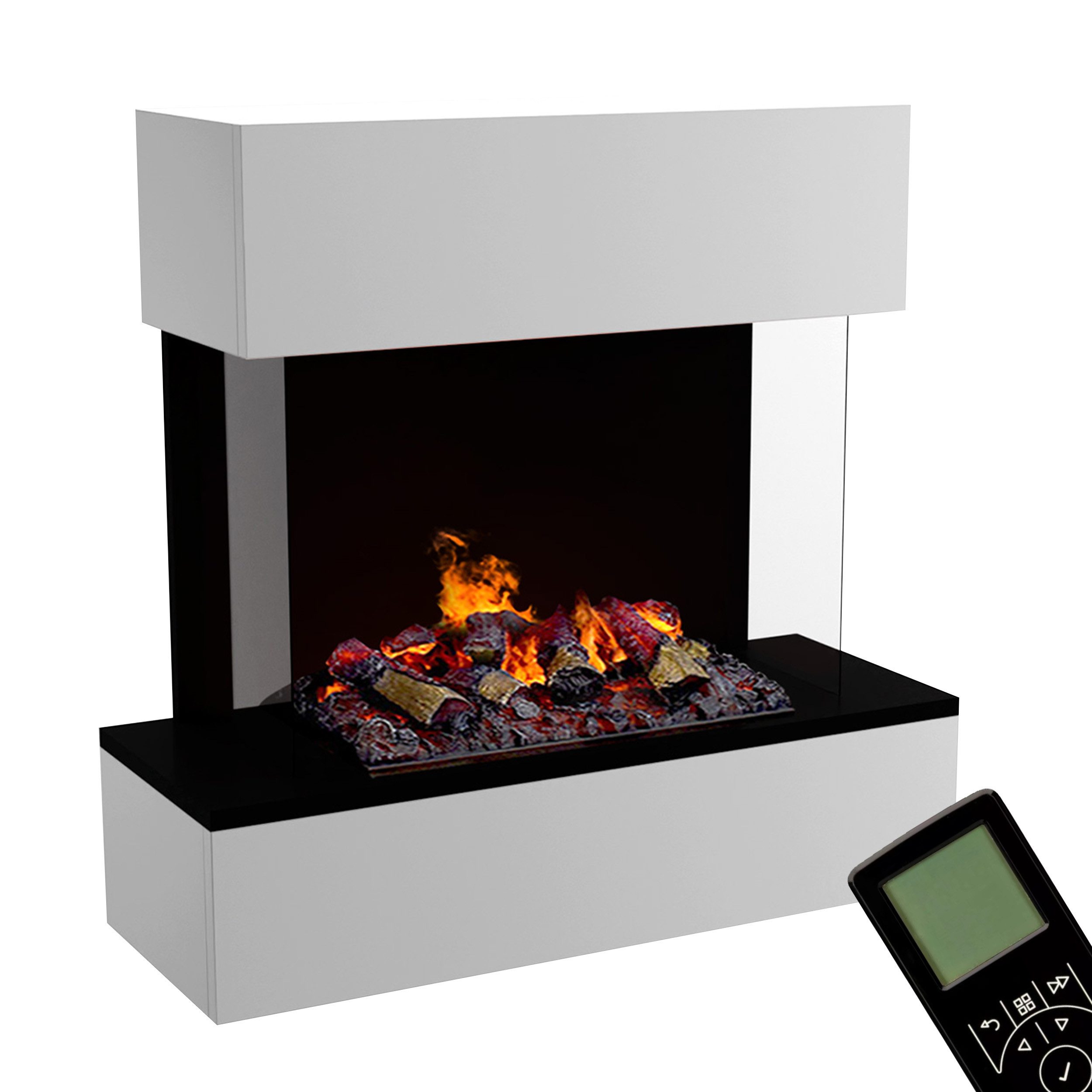 GLOW FIRE Elektrokamin Hölderlin Sims Wasserdampf Kamin, Wandkamin, Elektrischer Kamin, Wasserdampfkamin mit 3D Feuer und Knisterfunktion