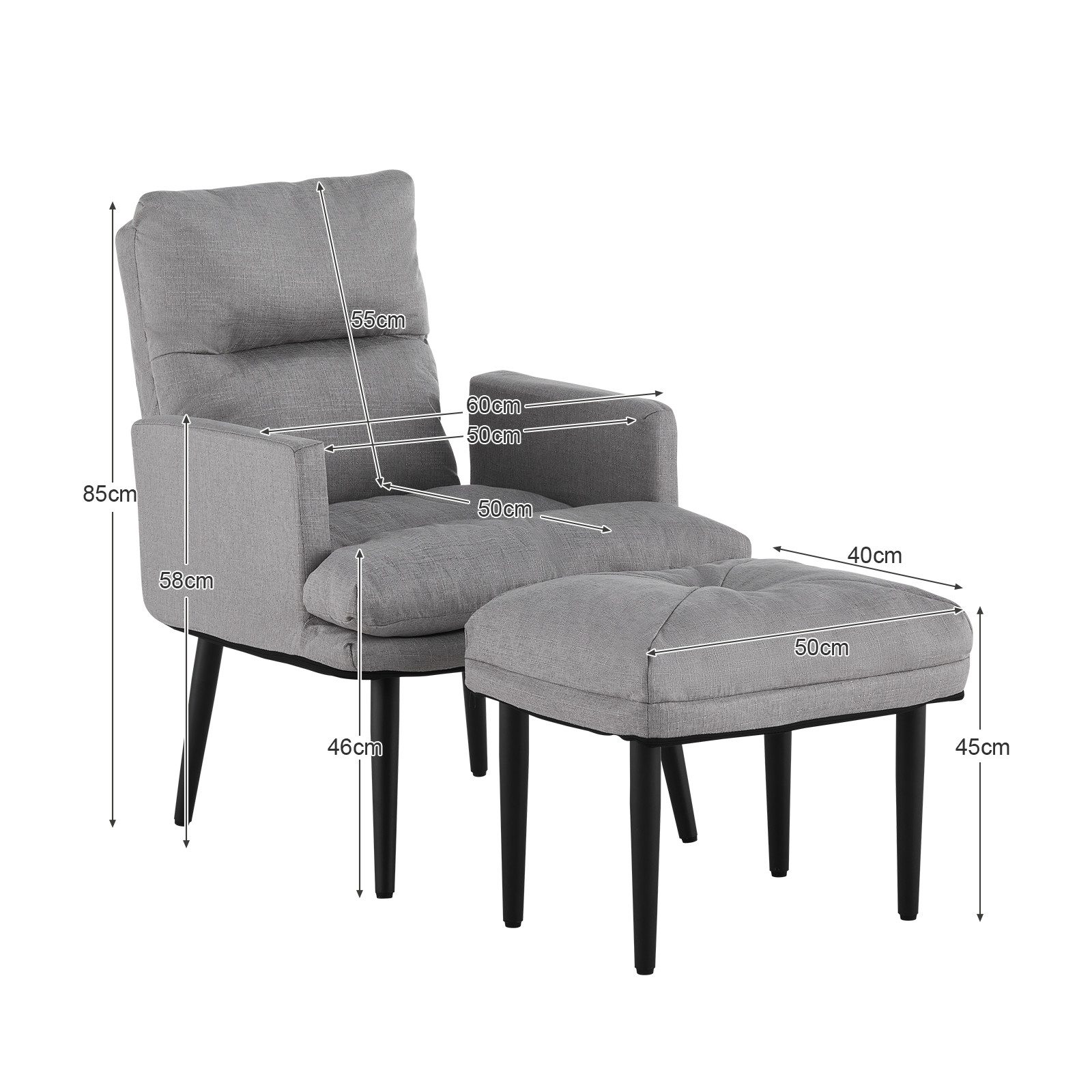 Ofcasa Relaxsessel Leinen Relaxsessel mit Ottoman günstig online kaufen