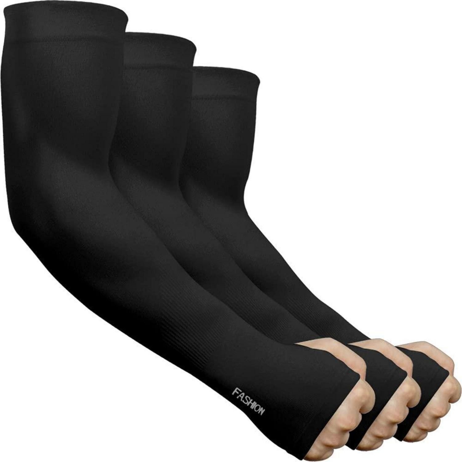 LuxusKollektion Armlinge Arm Sleeves UV-Sonnenschutz mit Daumenloch Schwarz
