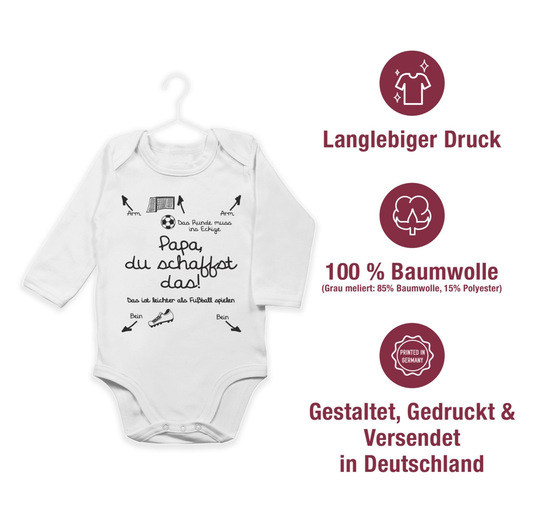 Shirtracer Shirtbody Papa du Baby Weiß 1 Fußball Sprüche das - schwarz schaffst