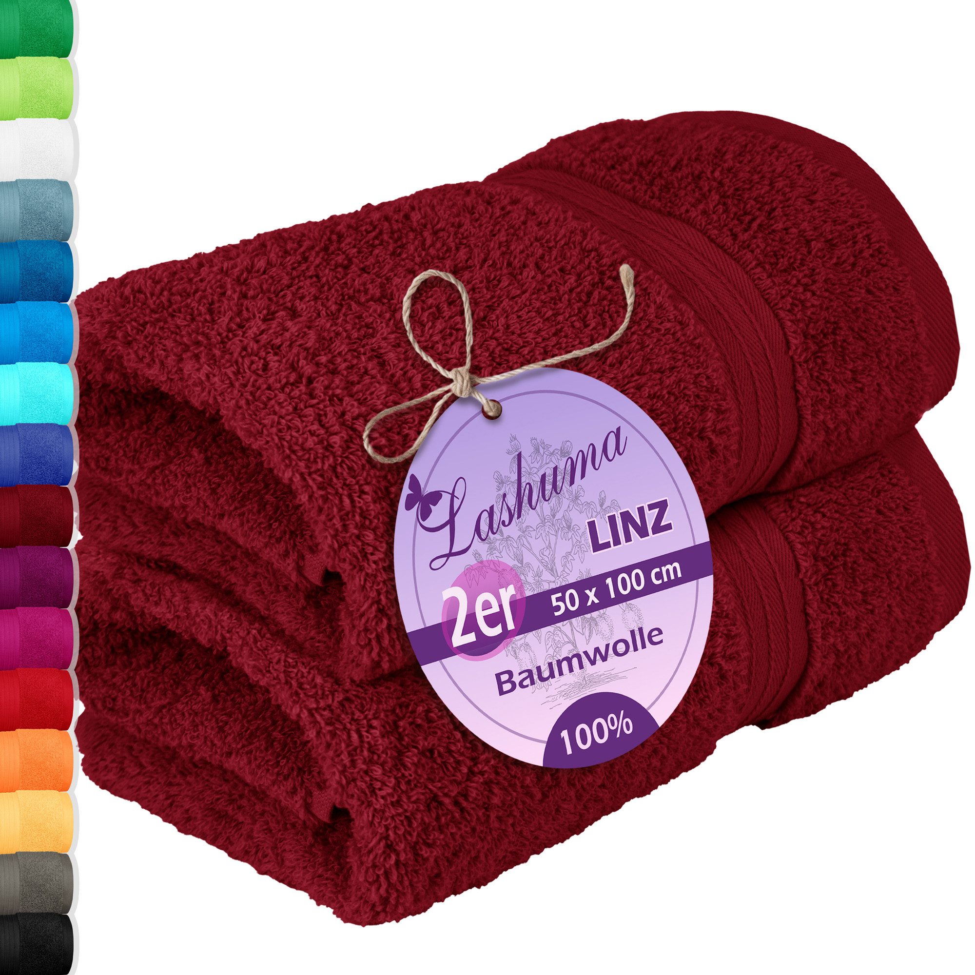 Lashuma Handtücher Linz, Frottee (2-St), Dunkelrote Frottee Handtücher 50x1 günstig online kaufen