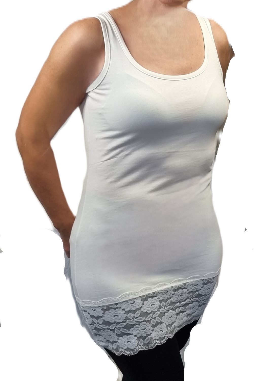 Toker Collection® Longtop Longtop mit elastischer Spitze, 2 Stück = 1 Preis (Packung, 2 Stück) weiche, elastische Spitze