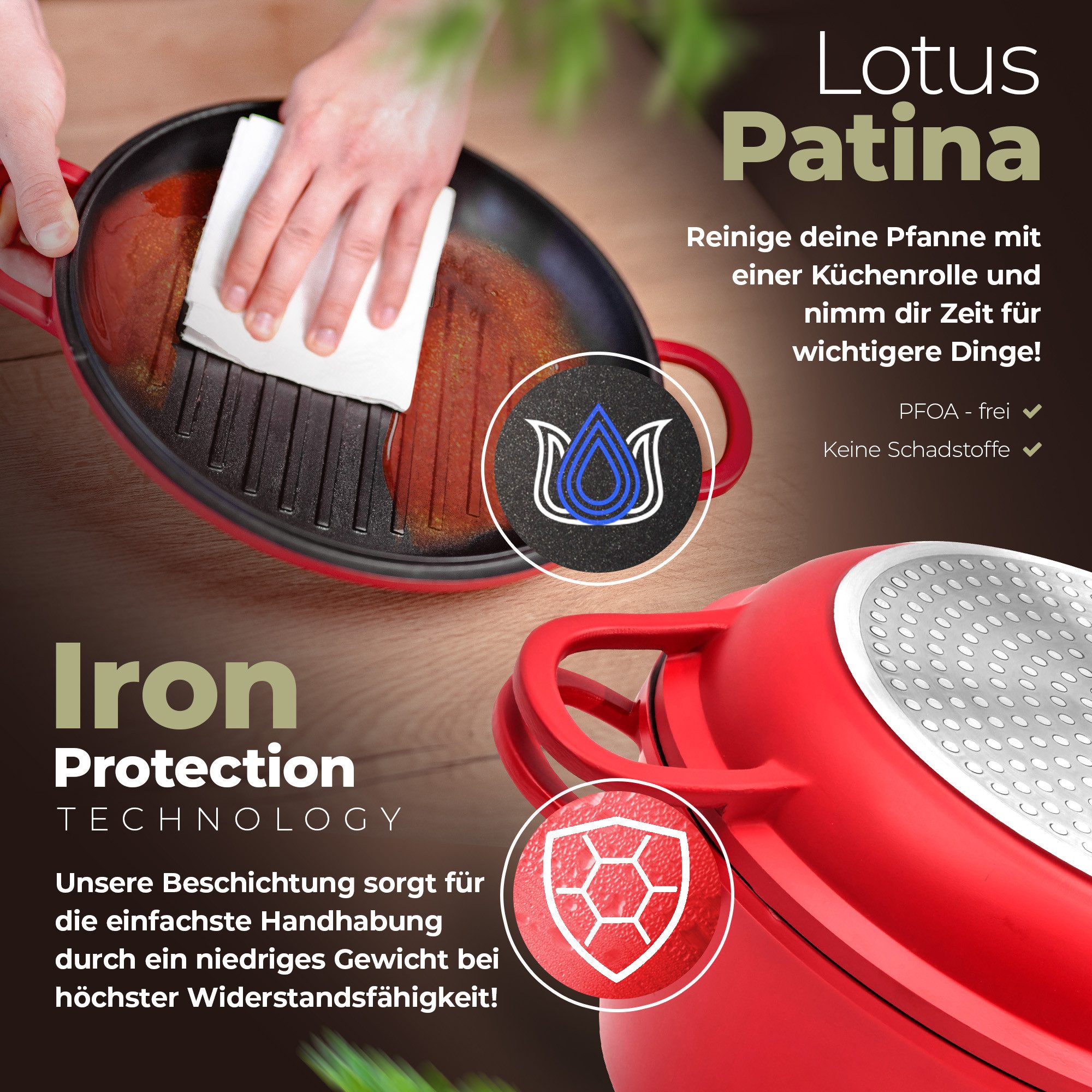 TLESS Bräter 2in1 Aluguss mit Deckel backofengeeignet & induktionsfähig, Aluminiumguss, Induktion