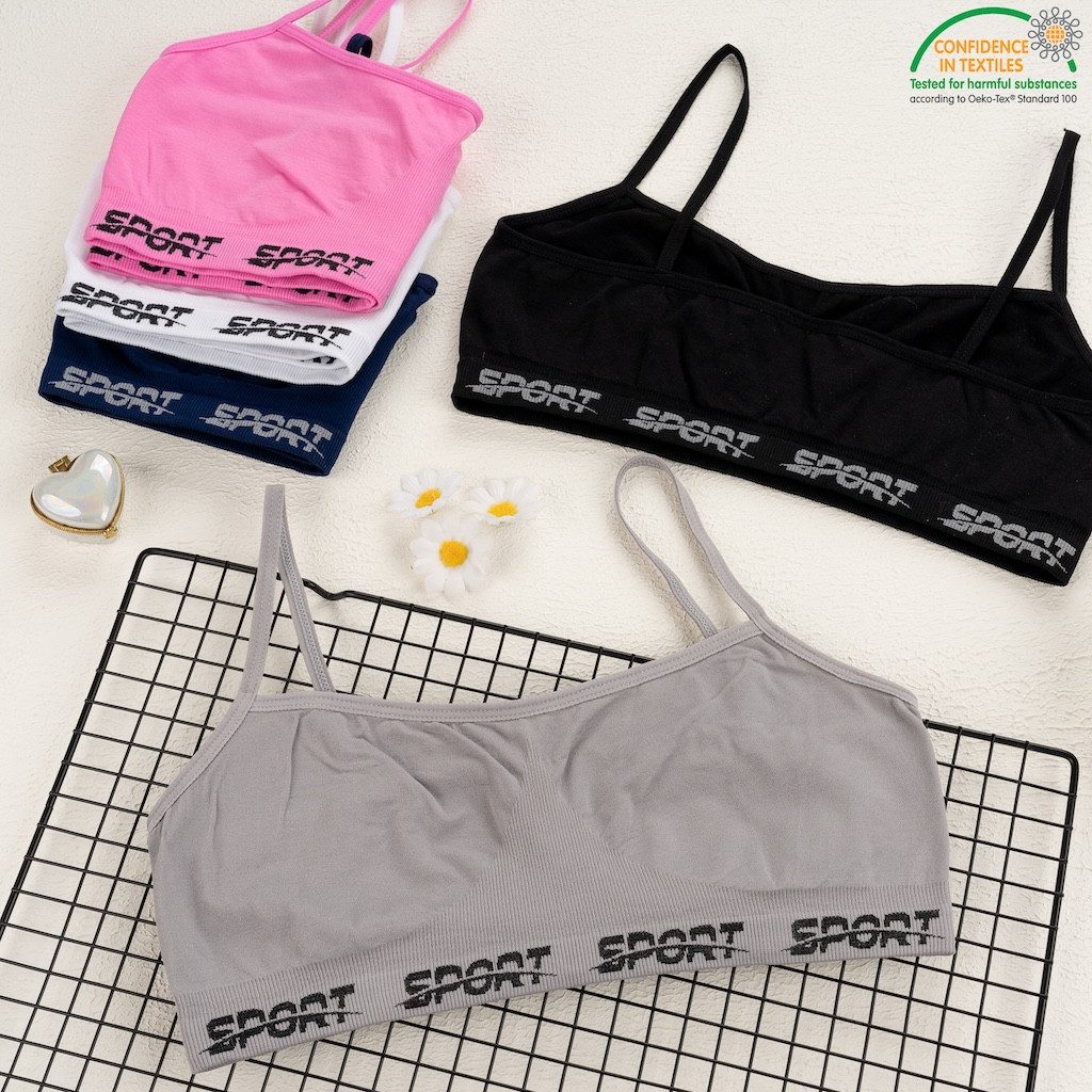 LOREZA Bustier 5er Set Mädchen Bustier - Sport Mikrofaser - Bunt (Set, 5-tlg., 5er-Pack)