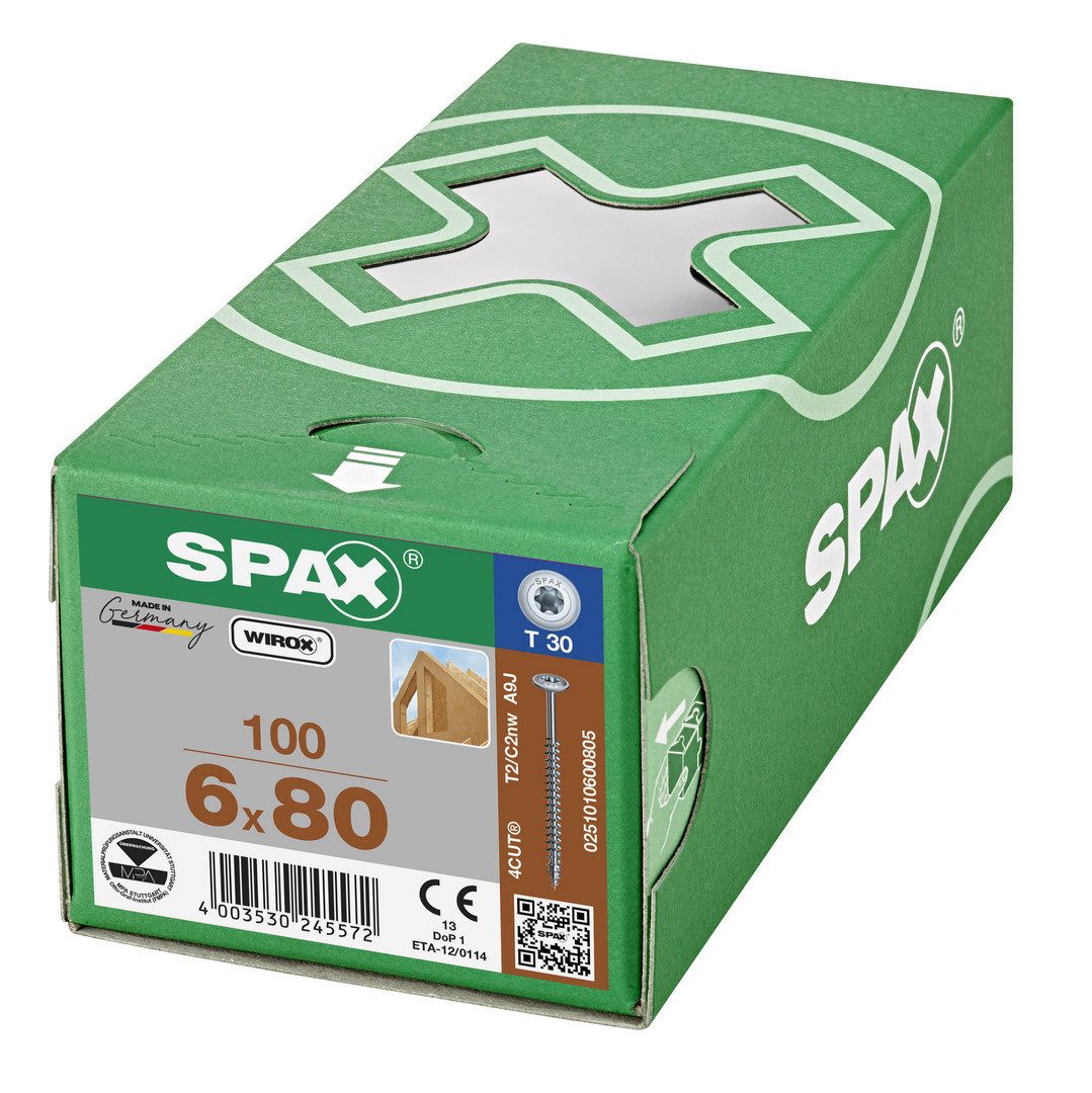 SPAX Holzbauschraube Spax Holzbauschrauben 6.0 x 80 mm TX 30 - 100 Stk.