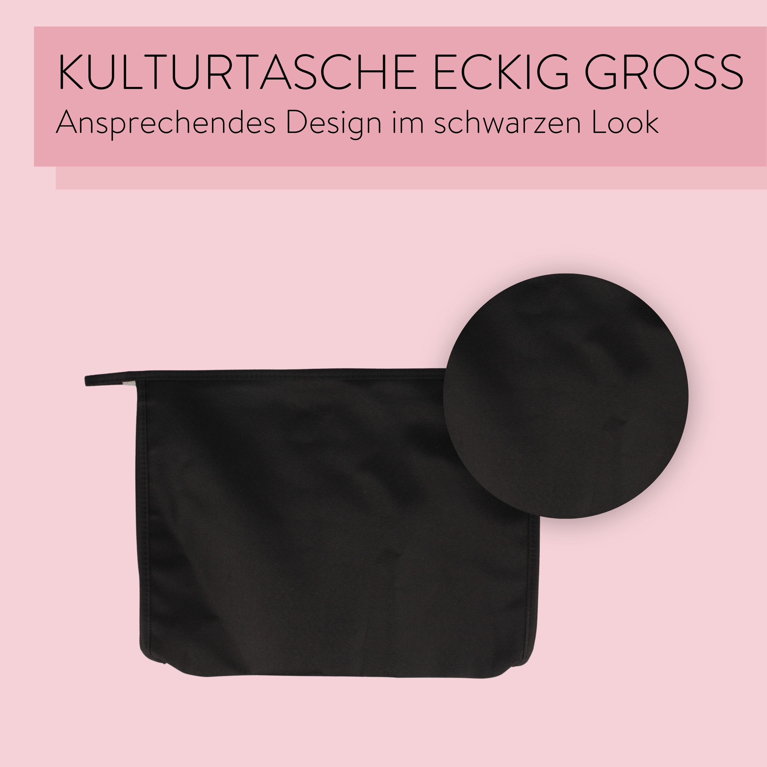 PARSA Beauty Kosmetiktasche Essential Kulturtasche Groß & Eckig in Schwarz, Ihr robustes Organisat – Bild 4 von 5