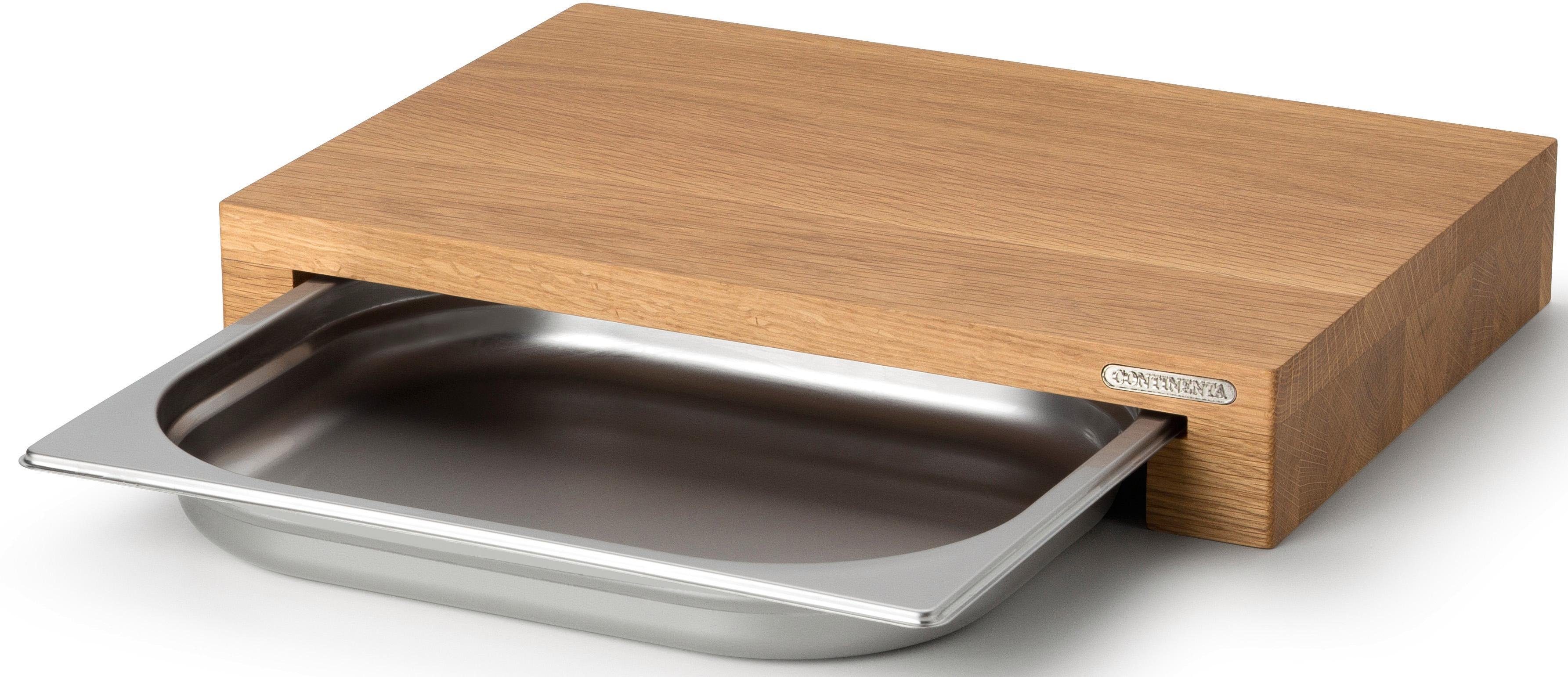 Continenta Schneidebrett Eiche, Edelstahl, Massivholz, mit Schublade
