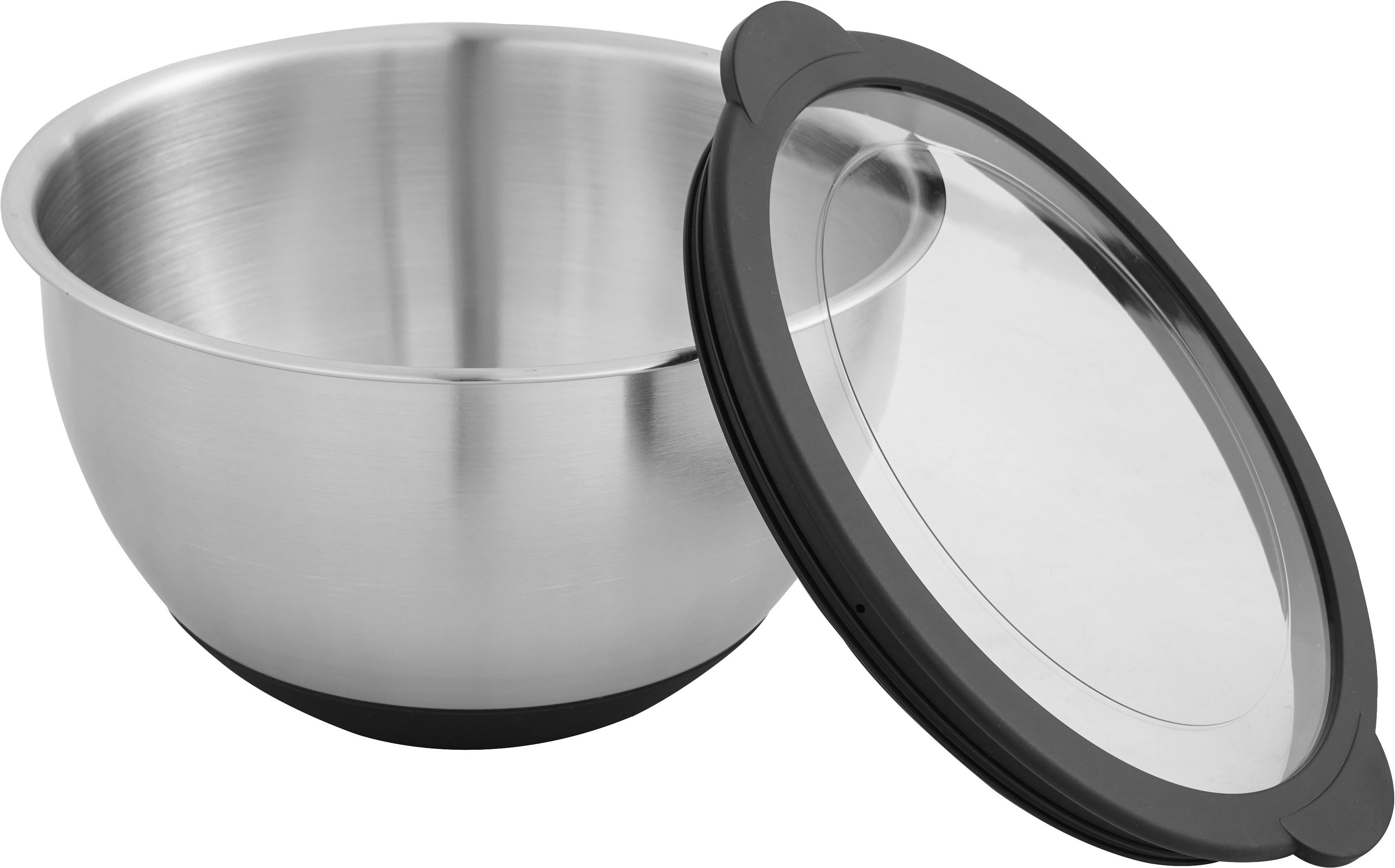 OTTO home Schüssel Sissela, inkl. Deckel, Ø 16 / 20 / 24 cm, Edelstahl 18/10, (Set, 3-tlg), Ideal zum Zubereiten, Lagern und Servieren von Speisen