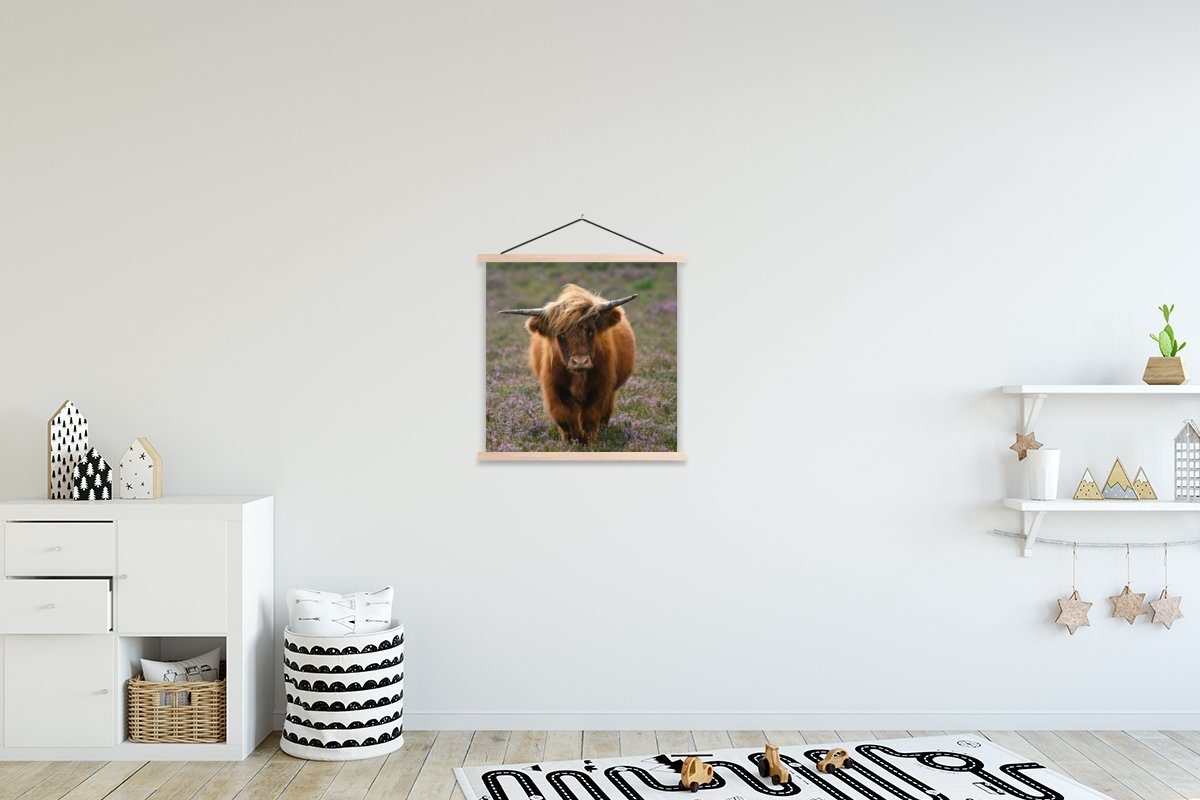 Wohnzimmer, Magnetisch Bilderleiste, Heidelandschaft Poster Tiere, (1 - Hochlandbewohner - St), für Textilposter Schottische Posterleiste, MuchoWow