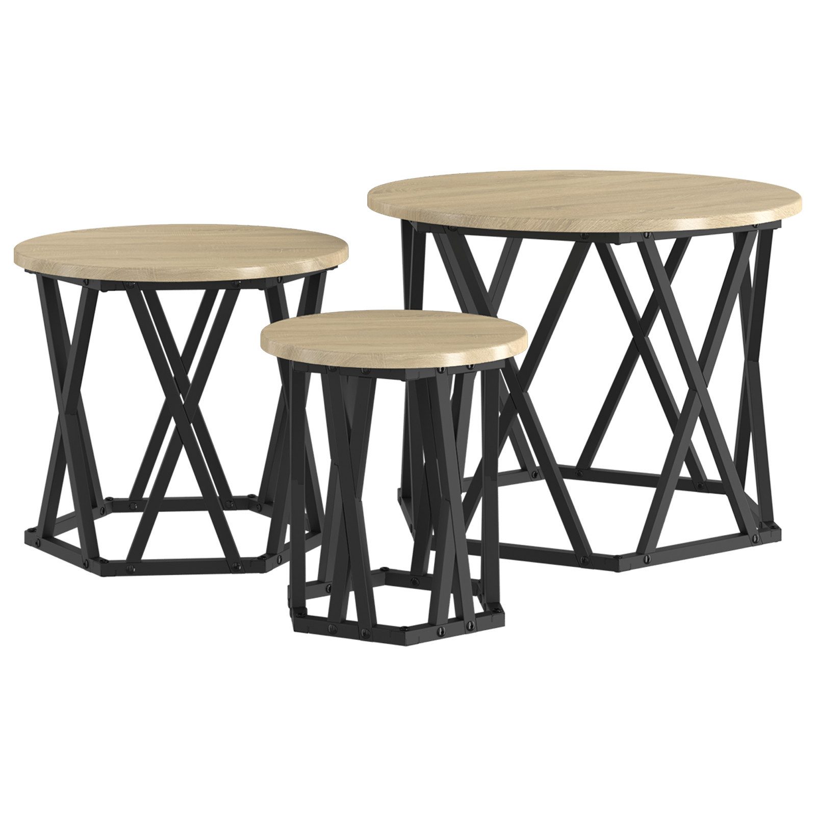 vidaXL Couchtisch Satztische 3 Stk. Sonoma günstig online kaufen