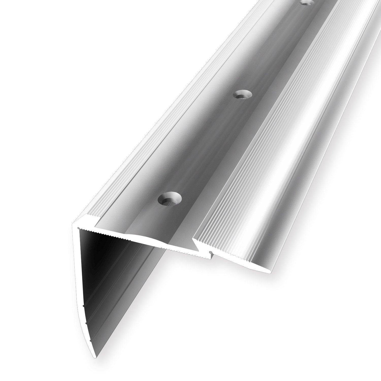 Küberit Treppenkantenprofil 49.7 x 54 x 2500 mm Winkelprofil Alu poliert Gebohrt Aluminium