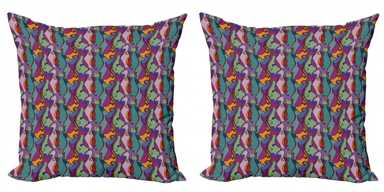Accent Abakuhaus Modern afrikanische geometrische Kissenbezüge Stück), Katze Digitaldruck, (2 Doppelseitiger