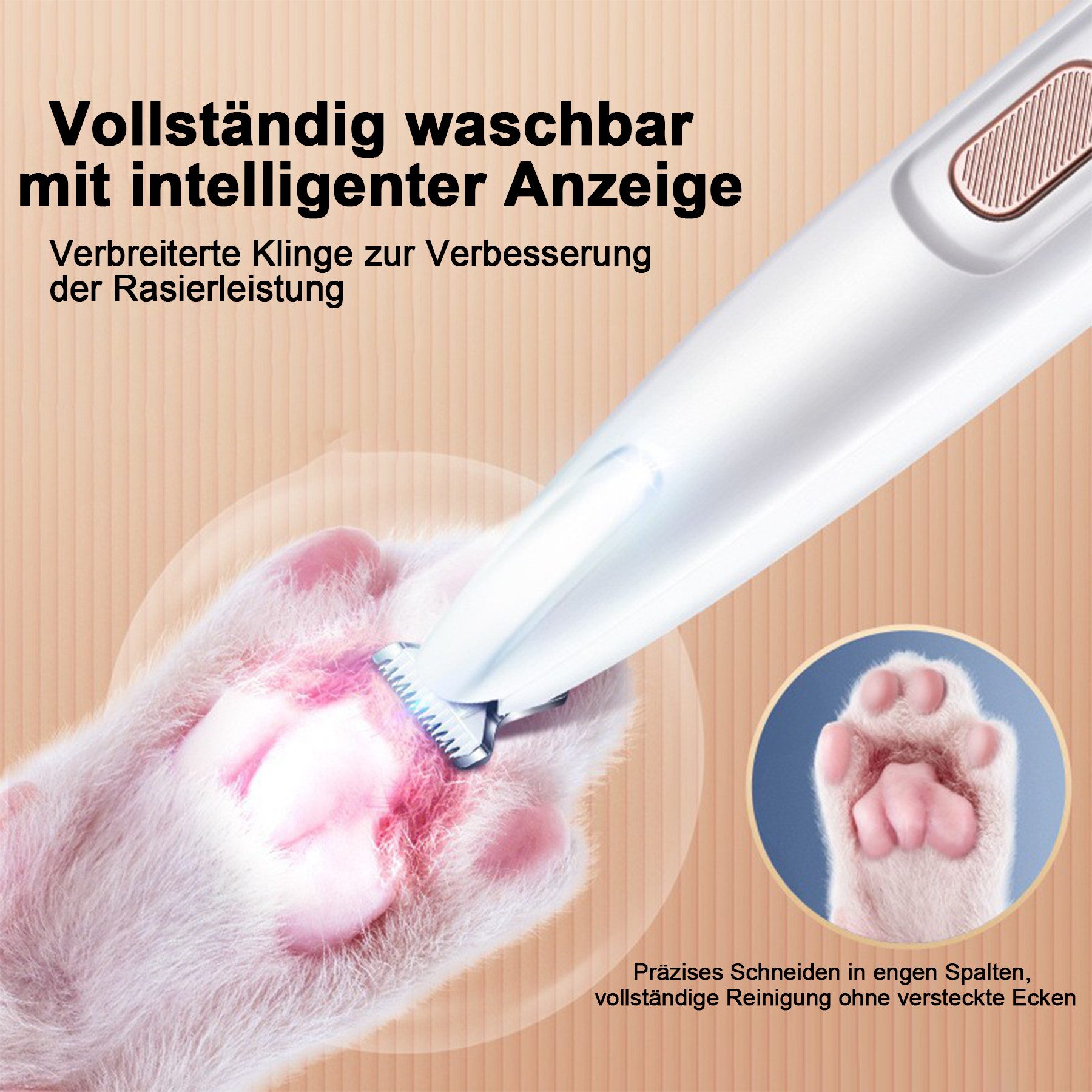 Senmudi Hundeschermaschine Hundeschermaschine Leise, Hunde Haarschneidemaschine, Pfotentrimmer, Mit LED-Licht, Wasserdicht Pfoten Rasierer, Hundepfoten Trimmer, USB Wiederaufladbar Schermaschine Hund für Pfoten, Ohren,Gesicht,Augen