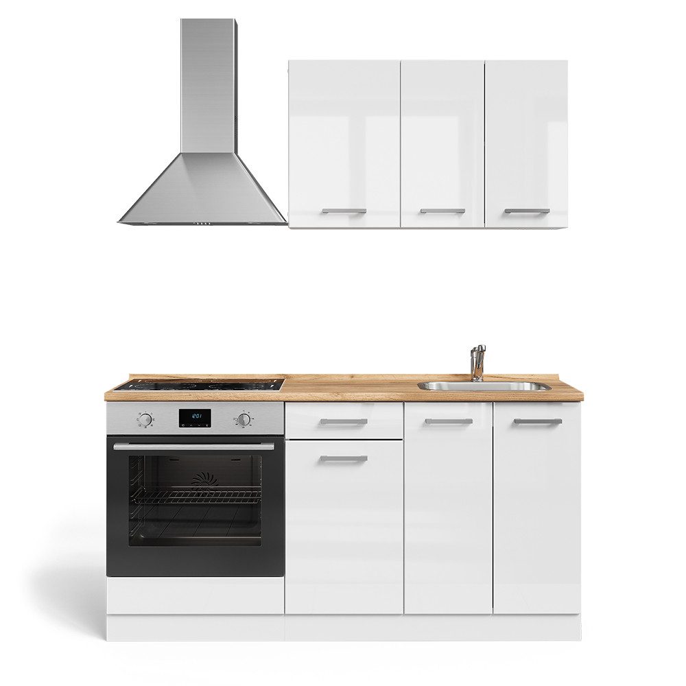 Vicco Küchenzeile R-Line, Weiß Hochglanz/Weiß, 160 günstig online kaufen