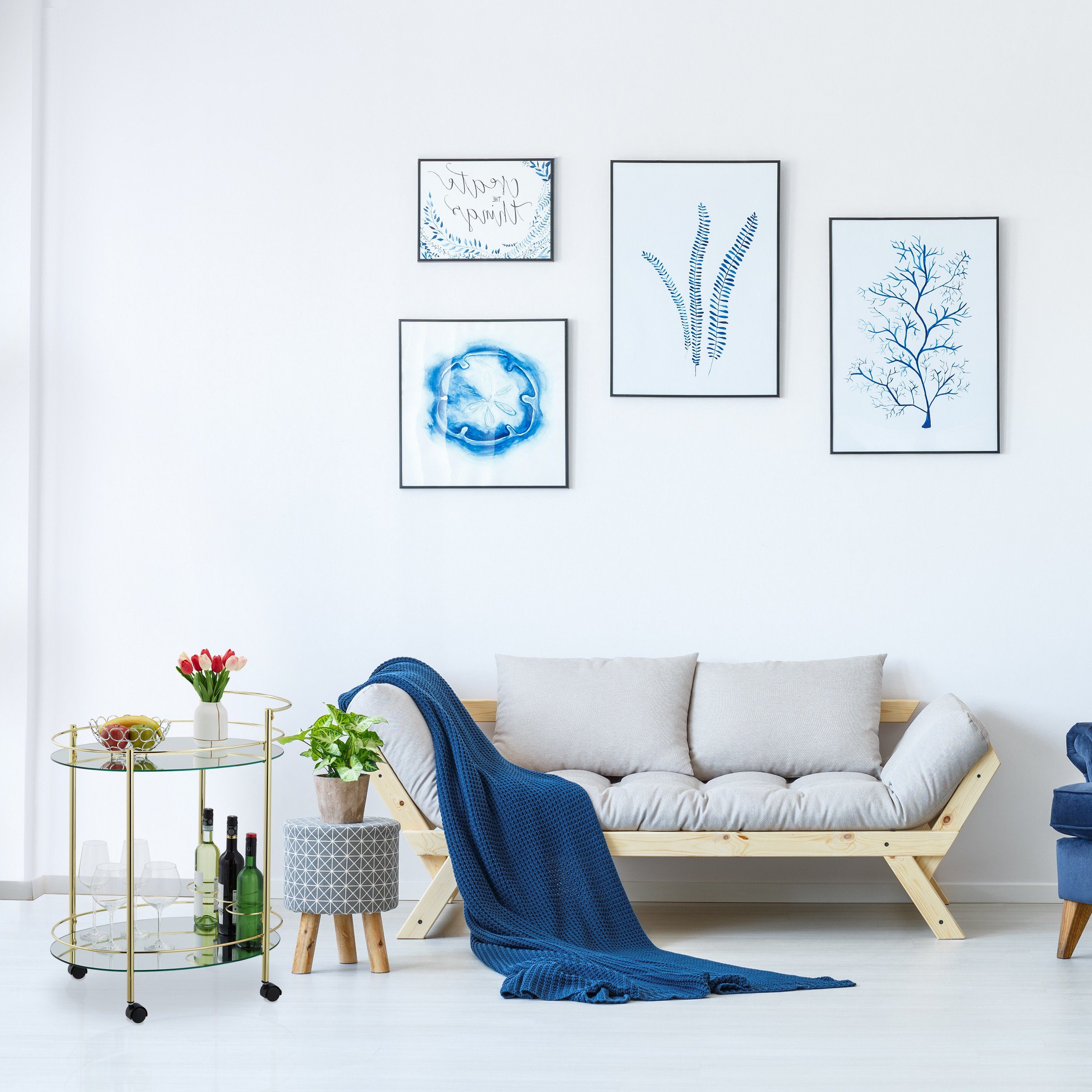 relaxdays Servierwagen Ovaler Servierwagen mit 2 günstig online kaufen