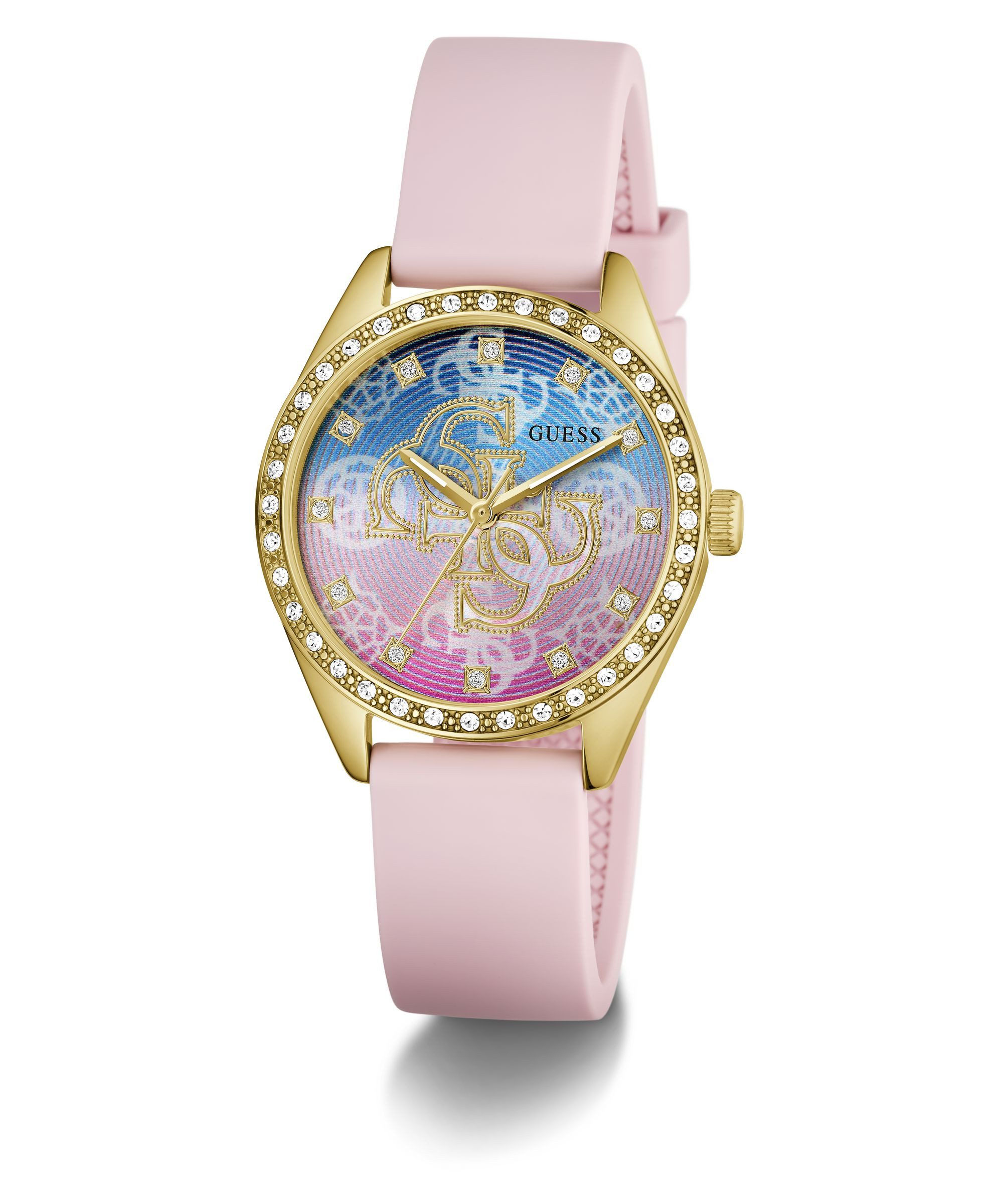 Guess Quarzuhr AVA GW1042L2, Armbanduhr, Damenuhr, Silikonarmband, analog