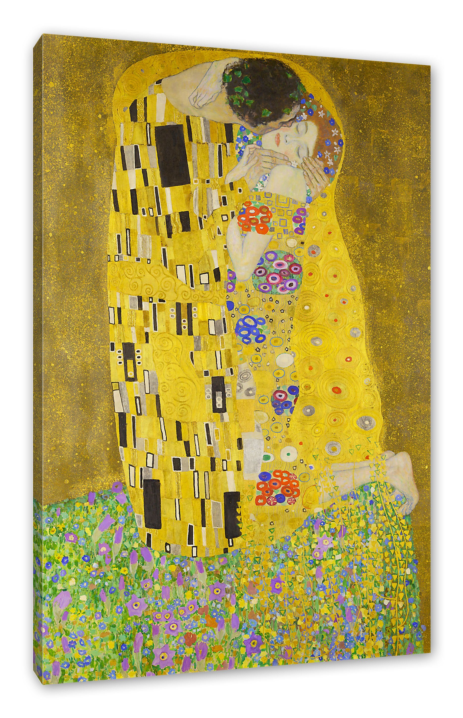 Gustav Leinwandbild Kuss Gustav fertig Klimt Kuss, inkl. St), Leinwandbild - bespannt, Zackenaufhänger Pixxprint Der - (1 Der Klimt
