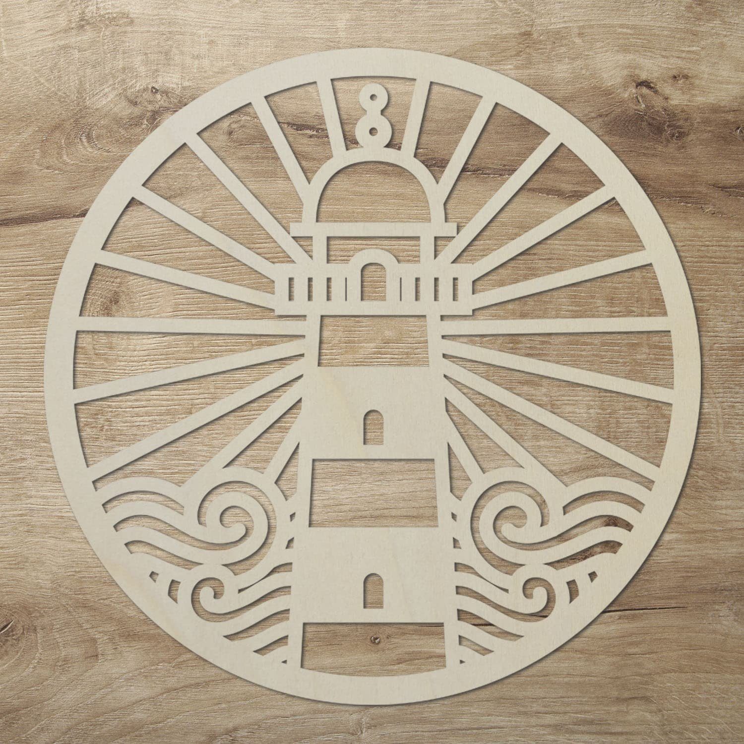 Namofactur 3D-Wandtattoo Leuchtturm im Holzreifen Wanddeko Hoop maritim Wandbild, Holz Leuchtturm Kreis maritime Wandgestaltung Nordsee / Ostsee Fans