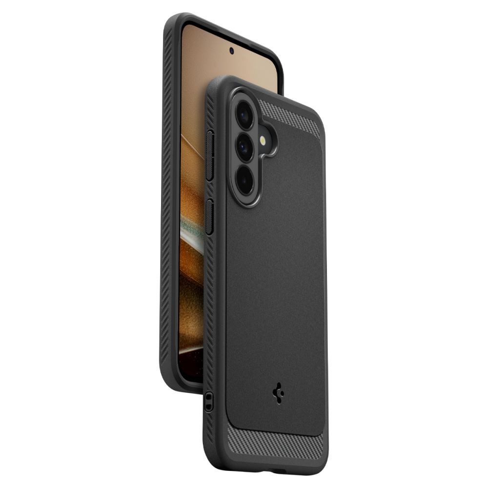 Spigen Handyhülle Rugged Armor Schutz für Samsung Galaxy A37 5G - schwarz 6,7, Flexible TPU-Hülle mit strukturierter Carbon-Optik