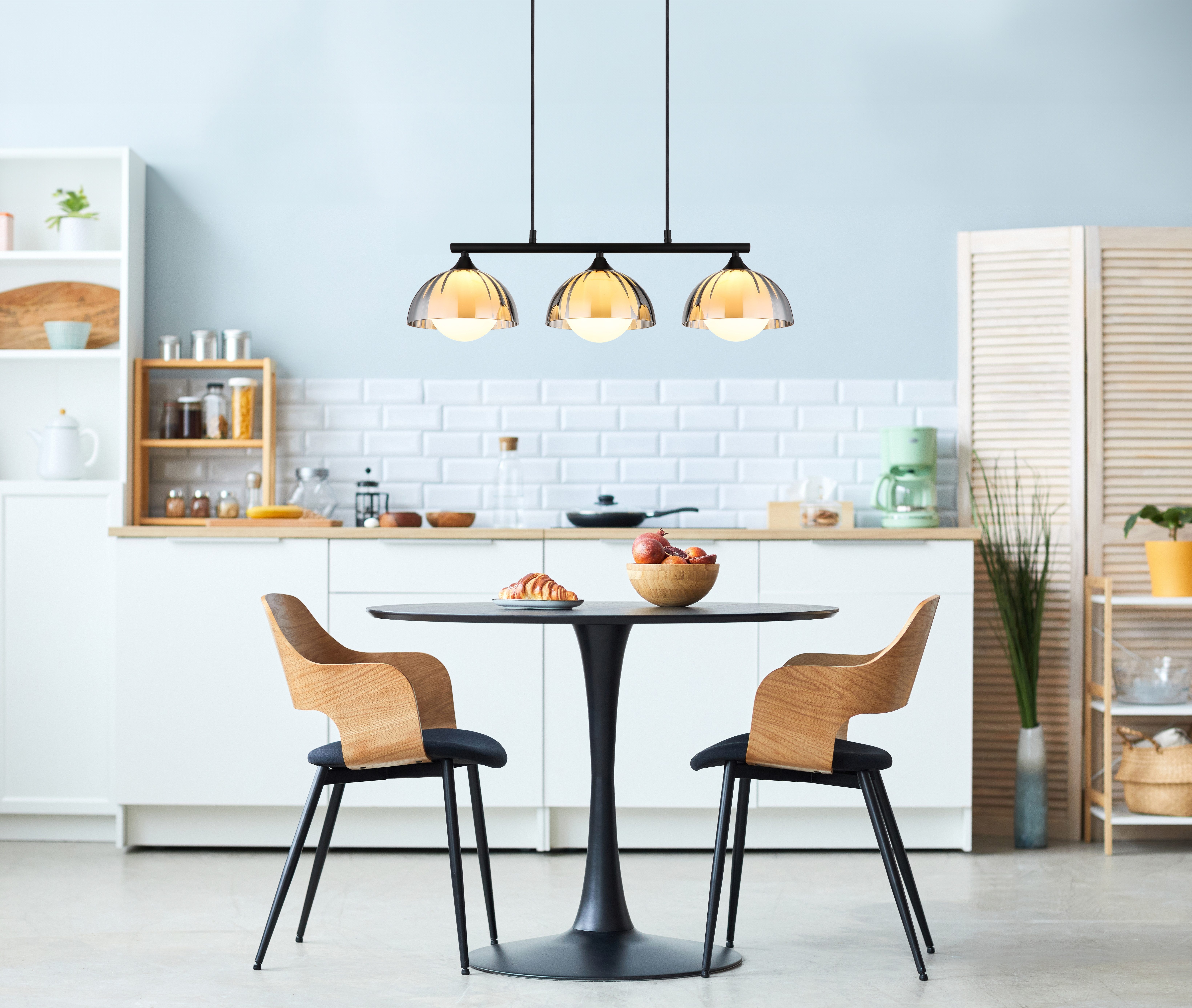 NOWA Pendelleuchte EVA, ohne Leuchtmittel, Glas, Glaskugel opal, Hängeleuchte, Wohnzimmer, Esstisch