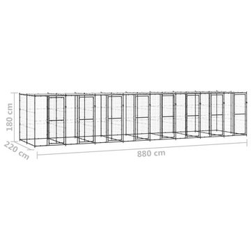 vidaXL Hundezwinger Outdoor-Hundezwinger Stahl mit Überdachung 19,36 m²