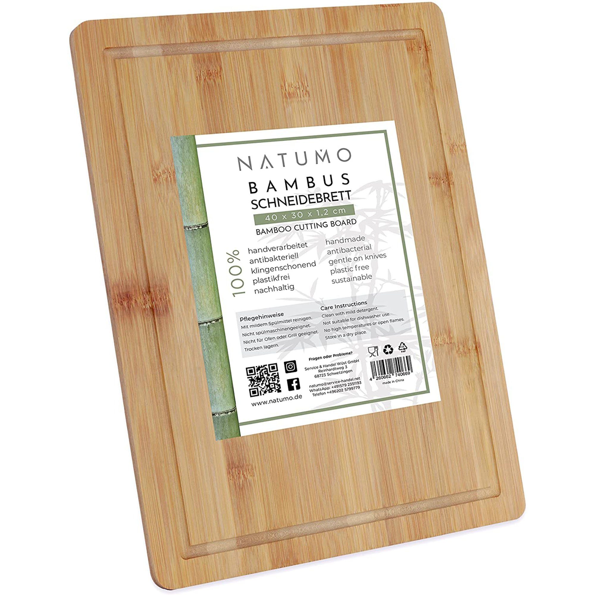 natumo Schneidebrett Schneidebrett Bambus mit Saftrille 40 x 30 cm, Bambus