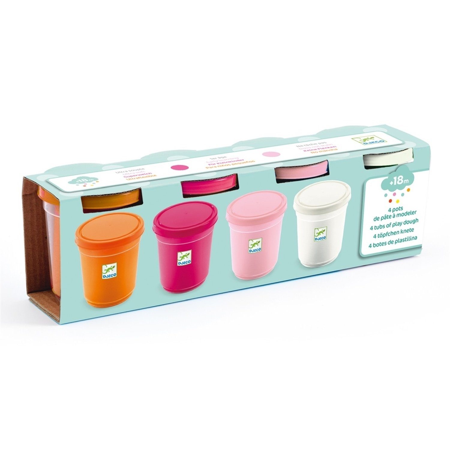 DJECO Knete DJ09026 Knete 3-6: 4 Dosen Play Dogh - Mädchen