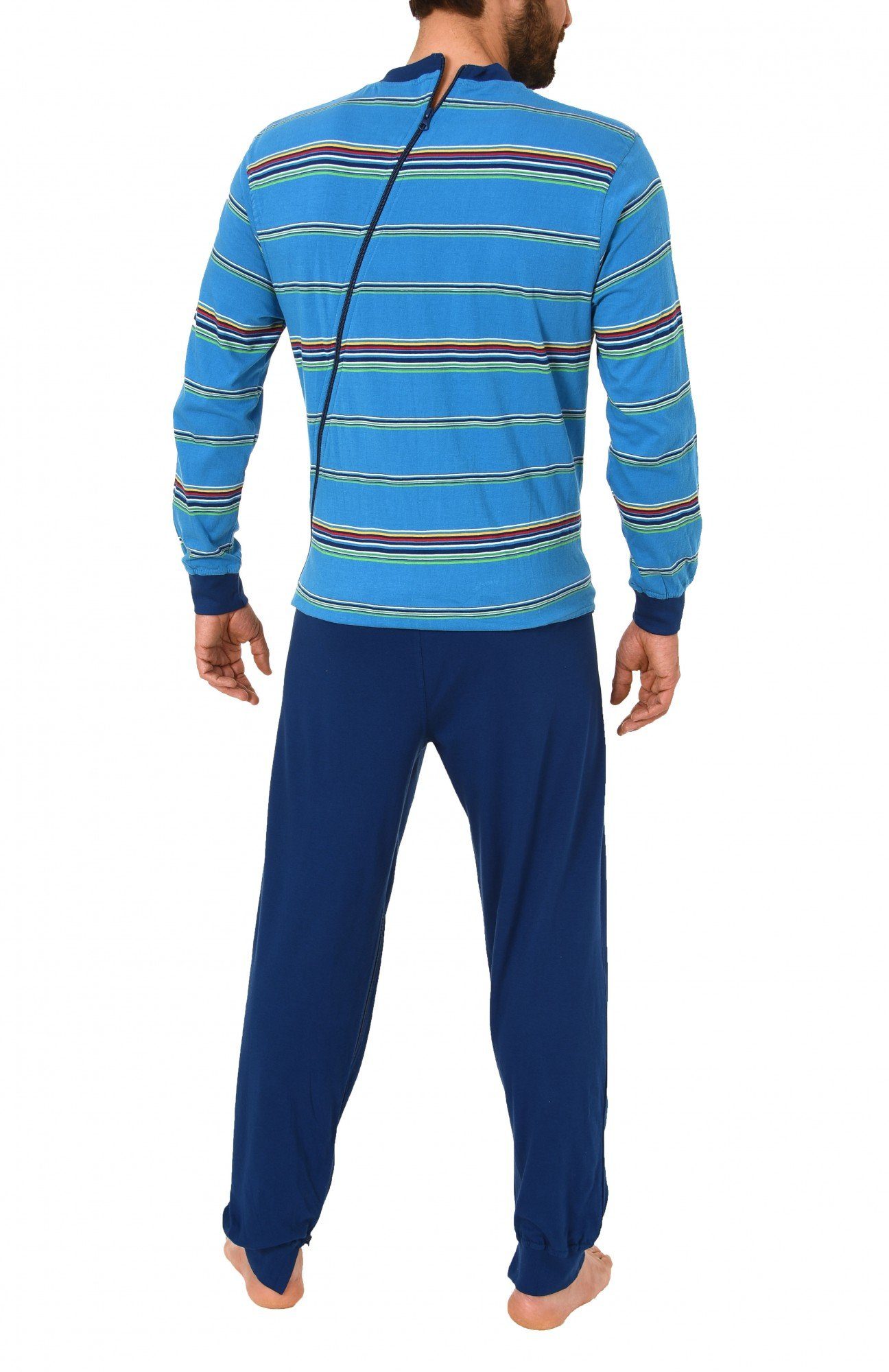 Normann Care Pyjama Herren Pflegeoverall langarm mit Reissverschluss am Rüc günstig online kaufen