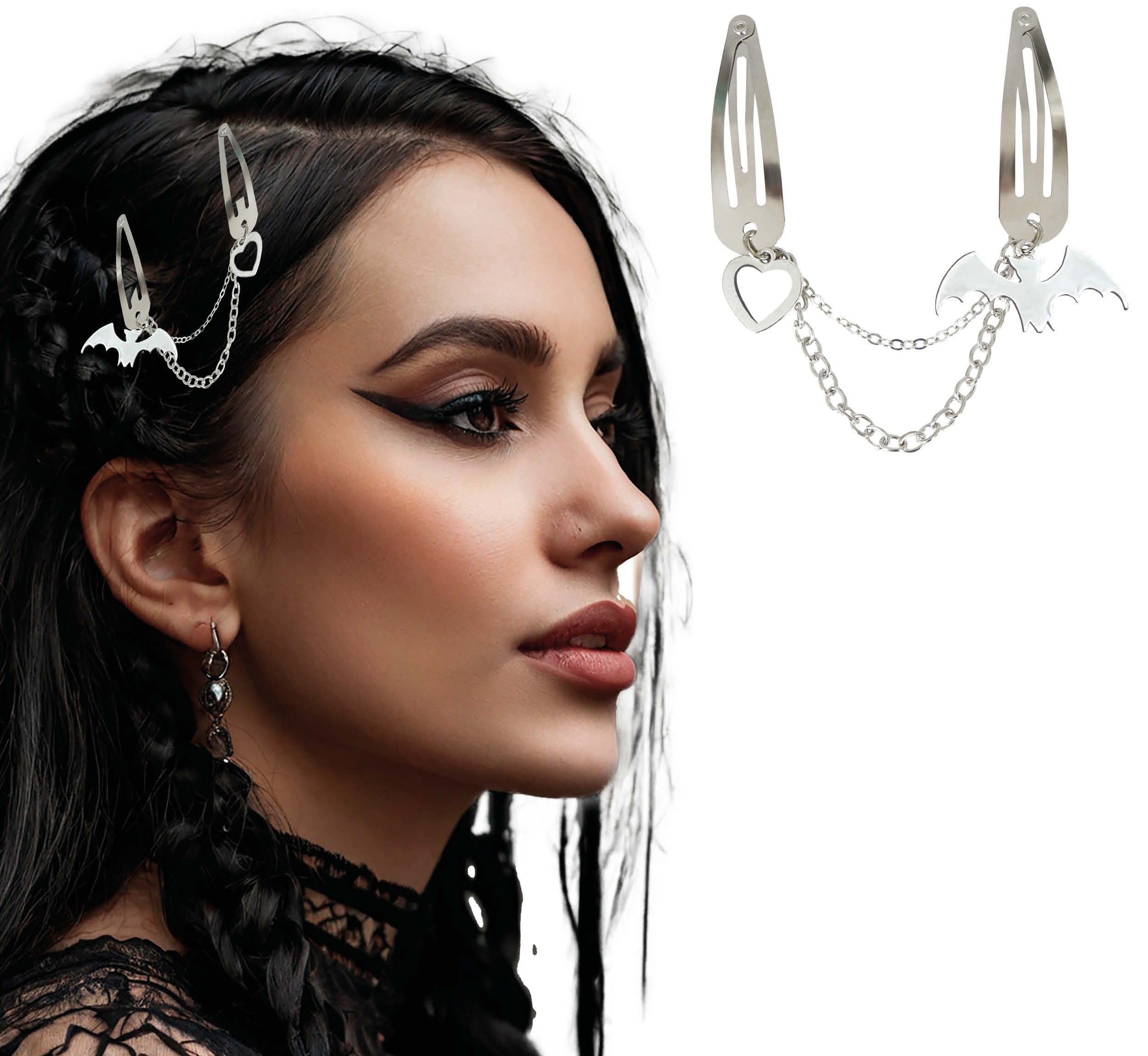 Fiestas Guirca Kostüm, Skelett Halloween Haarspangen Kette Gothic Fledermaus Herz Haarclips M