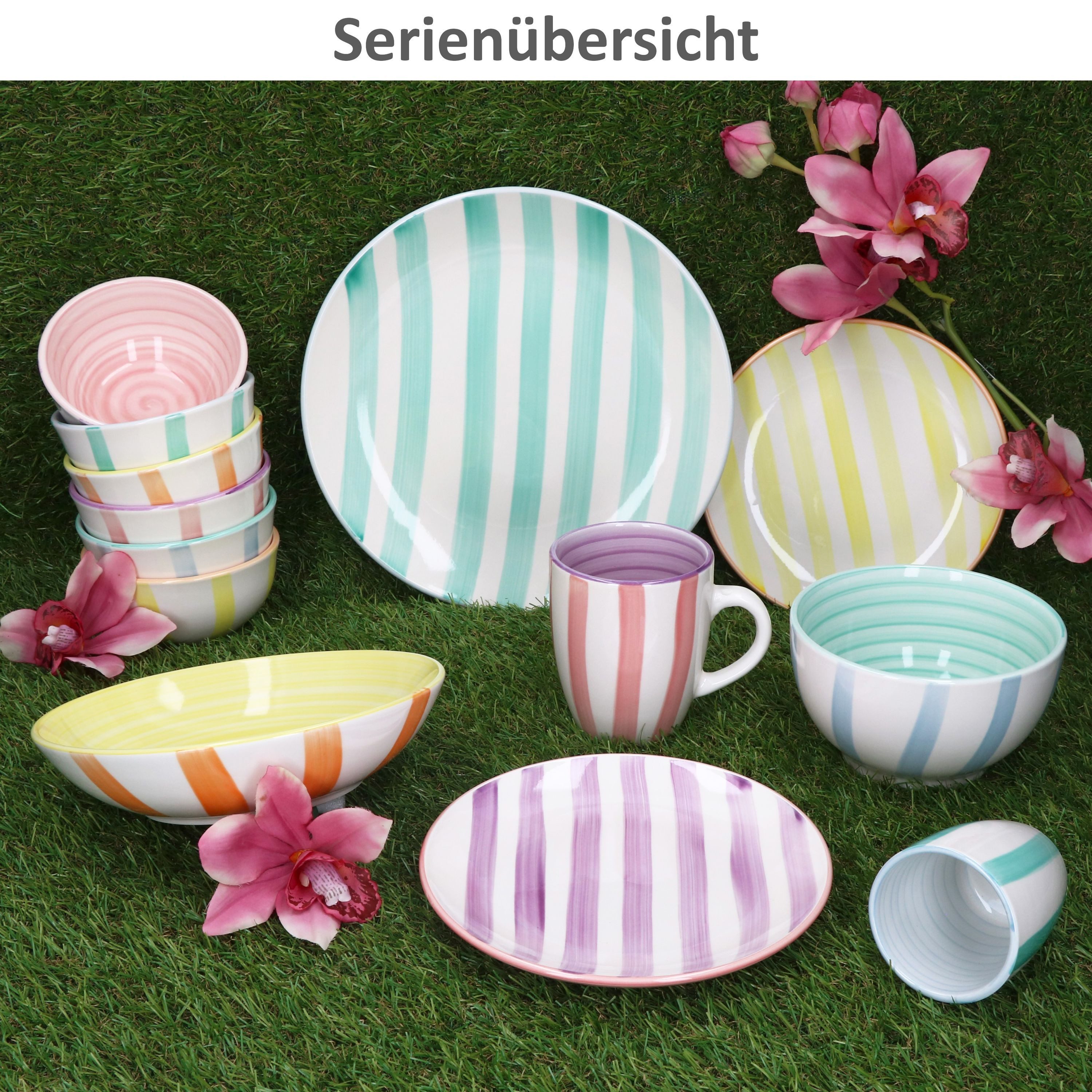 MamboCat Müslischale Beach Pastello Stripes 6er Set Müsli-SchaleØ14cm 500ml Schüssel, Steingut – Bild 5 von 5