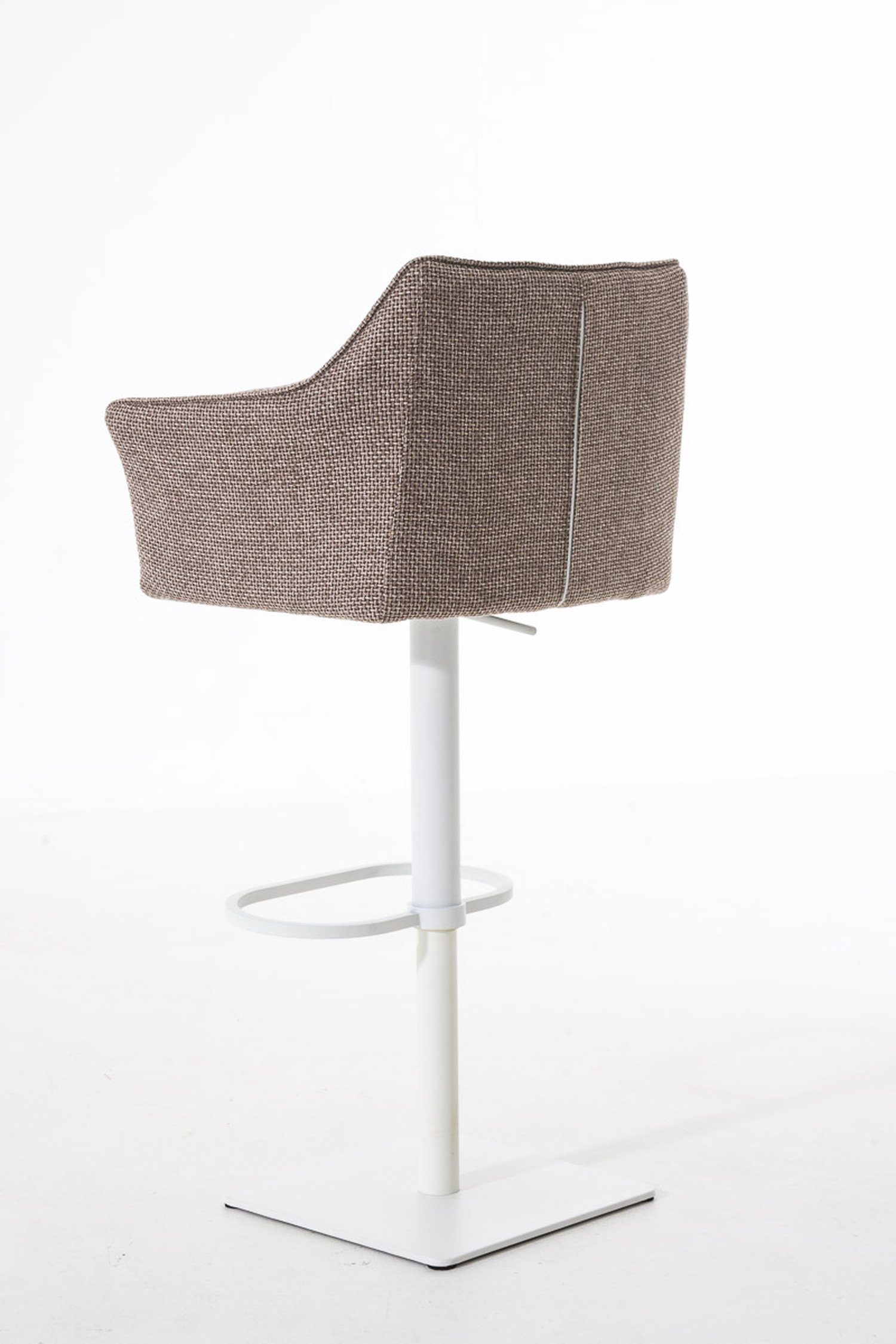 Terrabraun Hocker Gestell für Metall TPFLiving & - Fußstütze und Theke Küche), 360° (mit Damaso Rückenlehne weiß - drehbar Barhocker Sitzfläche: - Stoff