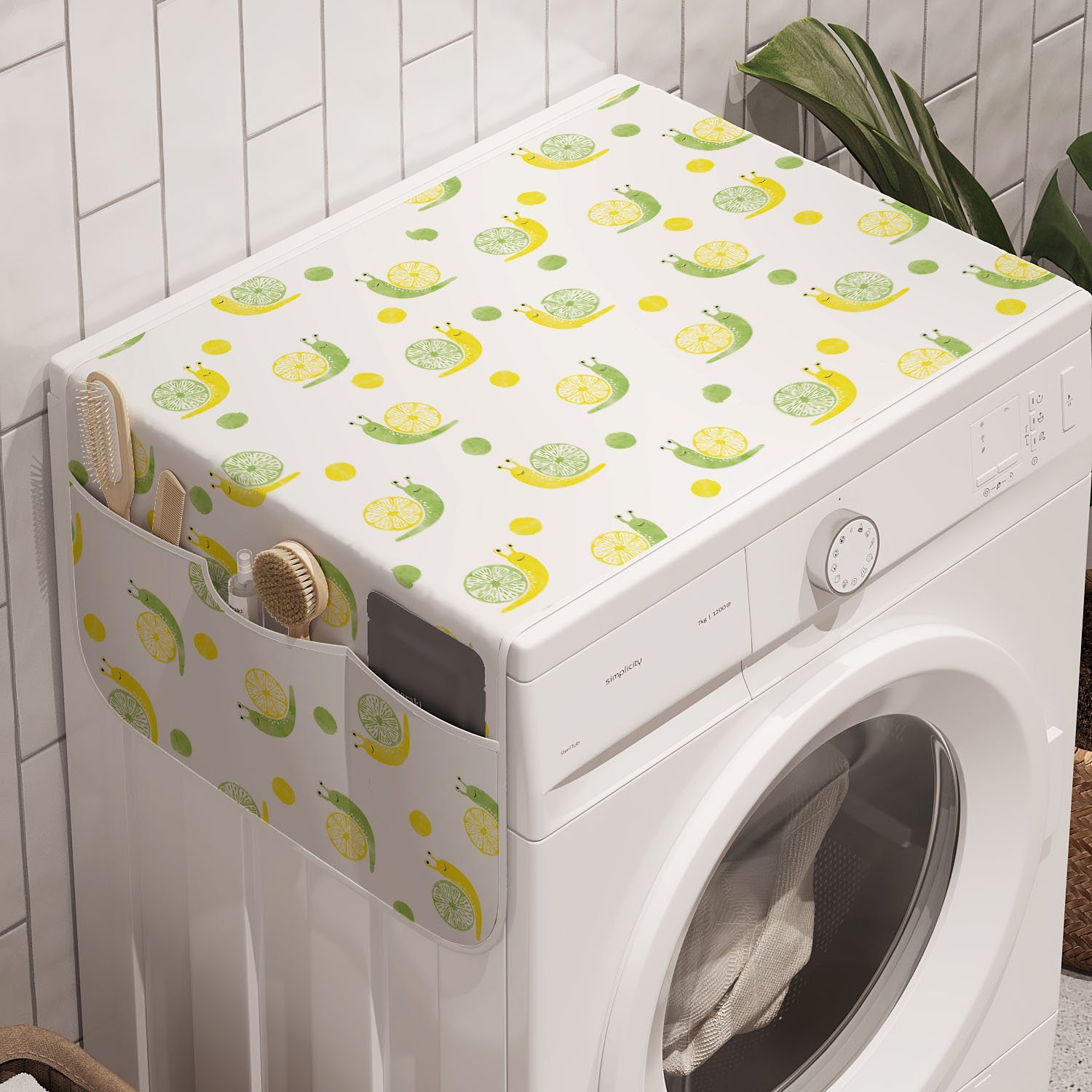 Abakuhaus Badorganizer Anti-Rutsch-Stoffabdeckung für Waschmaschine und Trockner, Tierkunst Schnecke und Citrus Shells