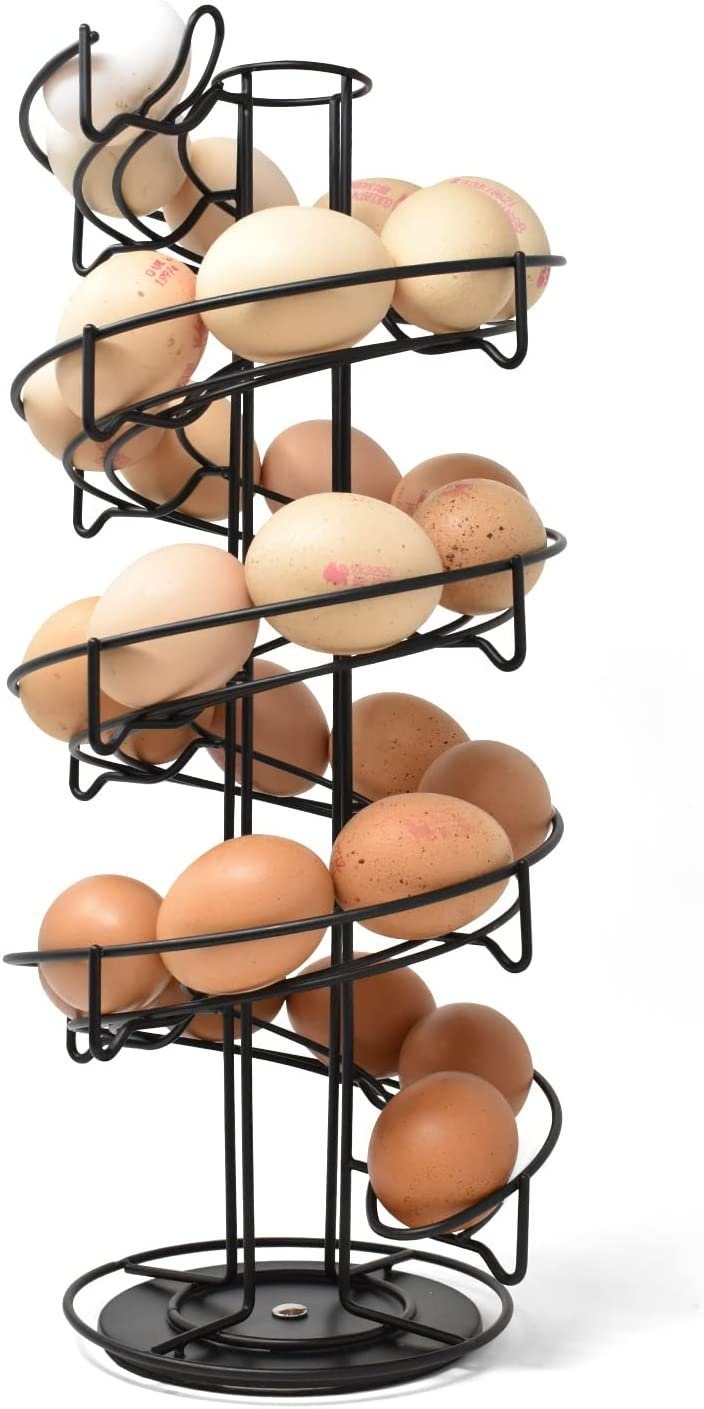 JOEJI’S in Eierhalter Eierspirale KITCHEN Eieraufbewahrung Eierbehälter Chrom Eierkorb Schwarz Eierbecher