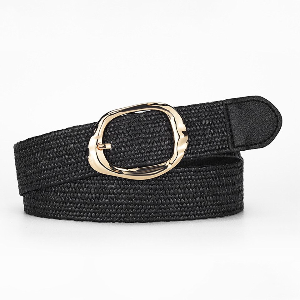 Coonoor Flechtgürtel Stroh Gewebte Elastische Taillengürtel für Damen Boho Frauen Geflochtener Rattan Breiter Gürtel Stretch Taillengürtel
