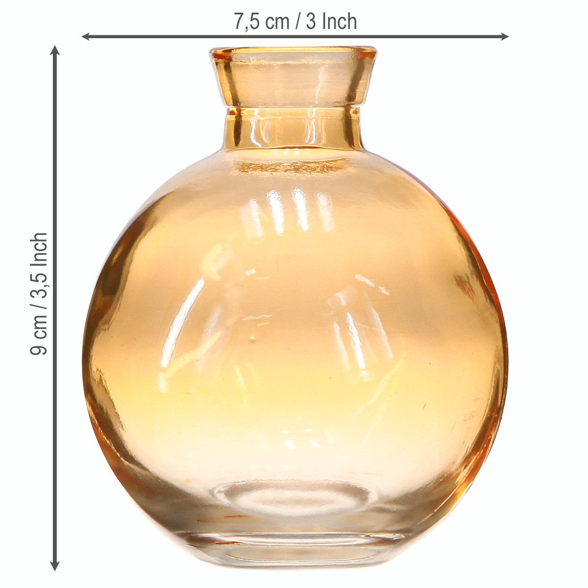 Florists Products Tischvase Mini Glasvasen Bauchig Orange Dekovasen Ø7,5cm H9cm 6er Set, 6 Stück