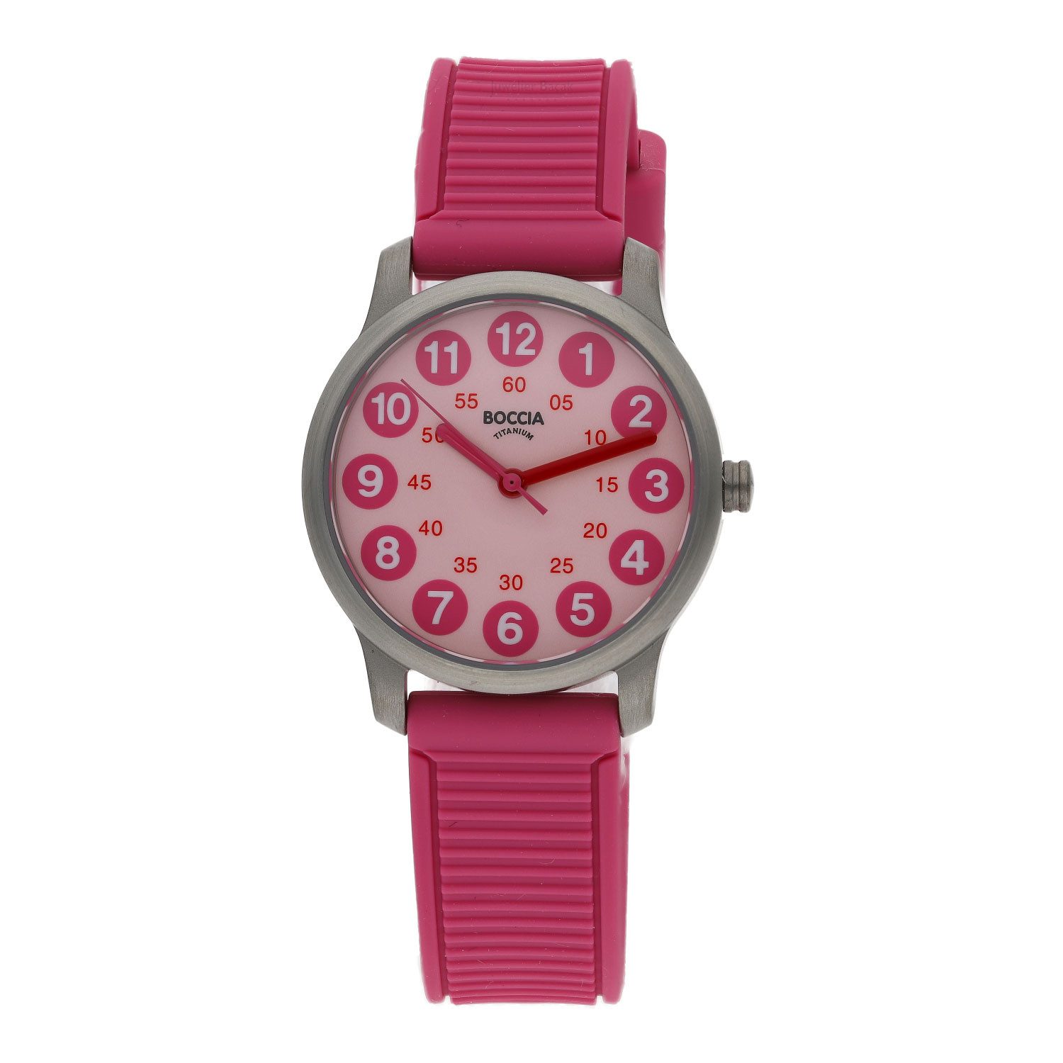 Boccia Quarzuhr Kinderuhr Titan Boccia Rosa 3373-04 Silikon, (1-tlg)