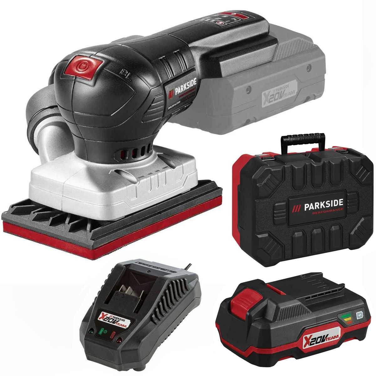 Parkside Akku-Schwingschleifer 20V Akku-Schwingschleifer PAMSP 20-Li mit Akku 2.0 Ah / Ladegerät