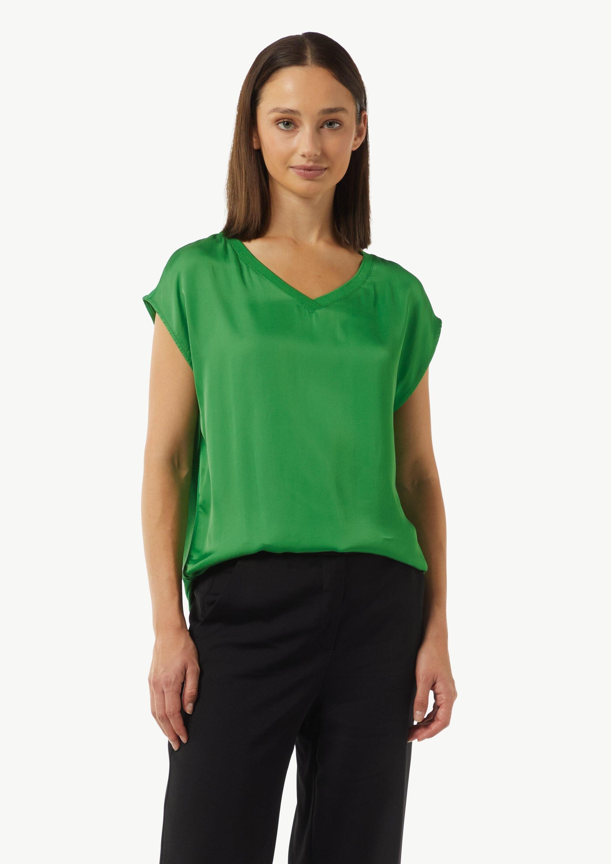 comma Kurzarmshirt T-Shirt T-Shirt im Fabricmix mit Rippdetail