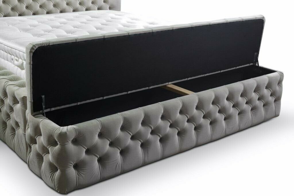 JVmoebel Polsterbett Chesterfield Doppel Hotel Betten Schlaf Zimmer Leder P günstig online kaufen