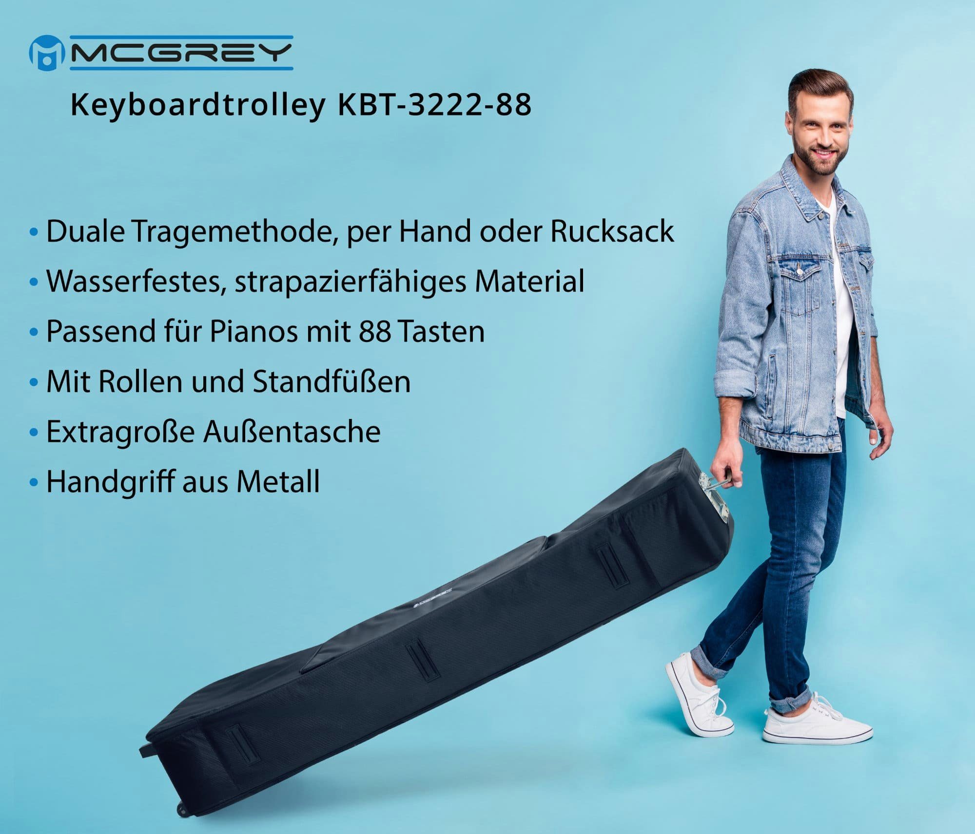 McGrey Piano-Transporttasche KBT-3222-88 Keyboardtrolley, Keyboard-Trolley mit Wasserabweisendem Material, dicke Innenpolsterung