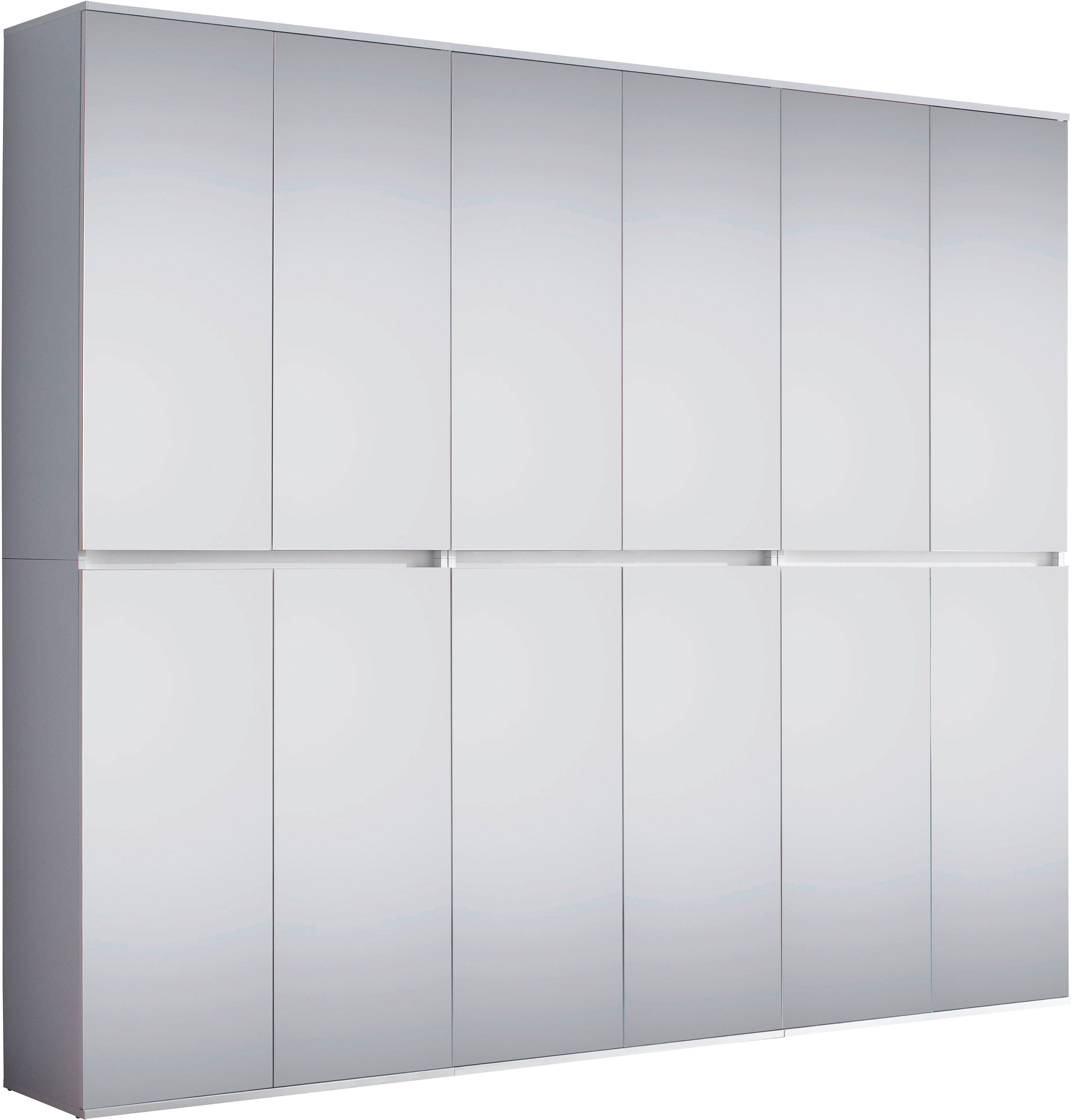 INOSIGN Garderoben-Set Malcesine, (3-St), 3 Mehrzweckschränke mit Spiegelglasfronten - (B/T/H) 222/34/191 cm