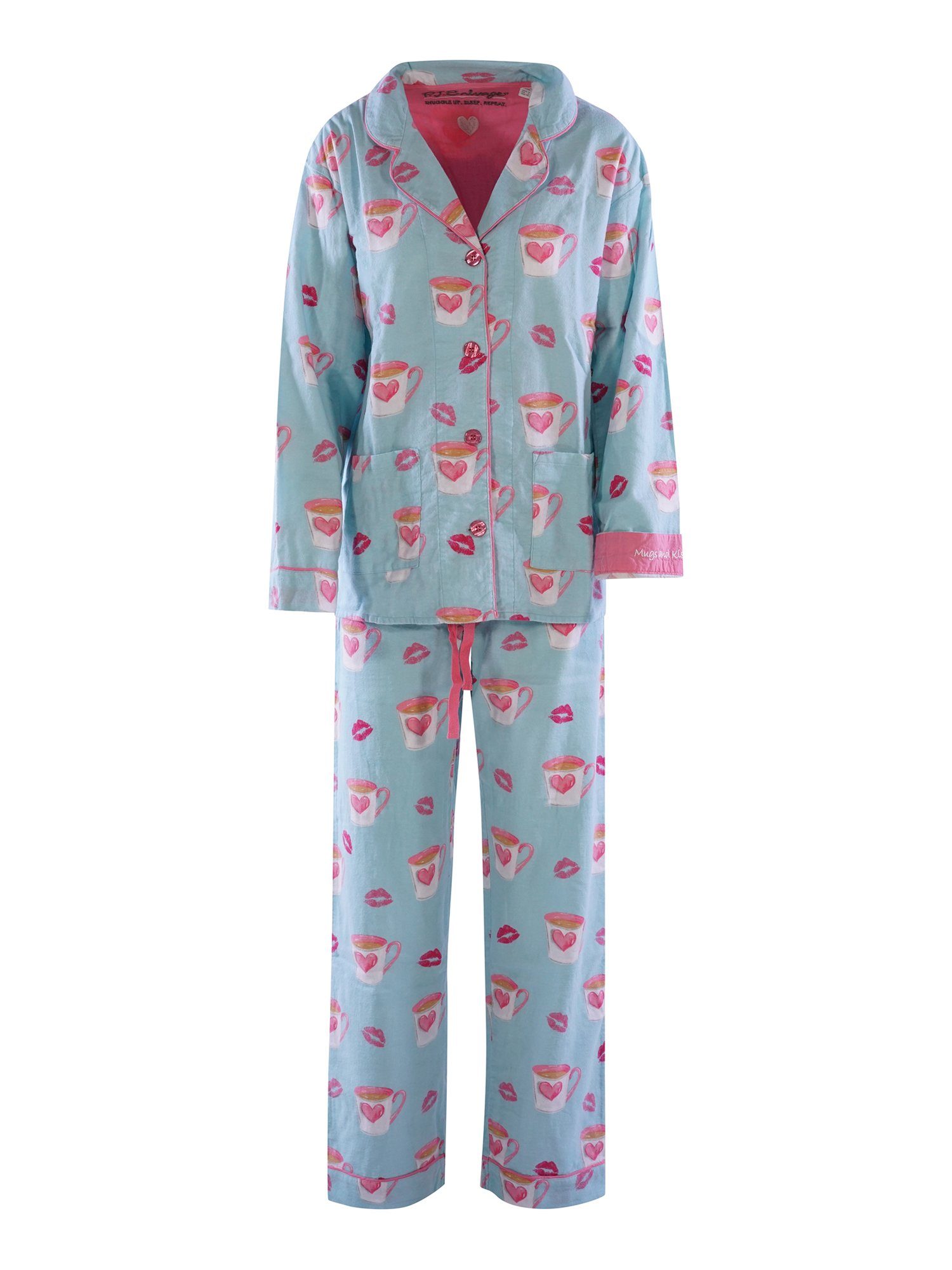 PJ Salvage pyjama Flanells schlafmode Pyjama aqua schlafanzug