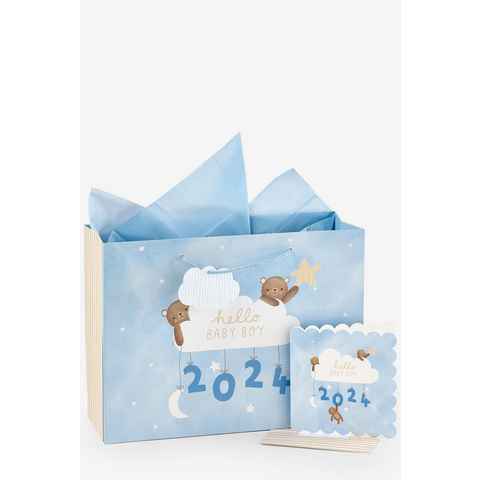 Next Geschenkpapier Born In 2024 Geschenktüte und Karte - Junge, (1St)