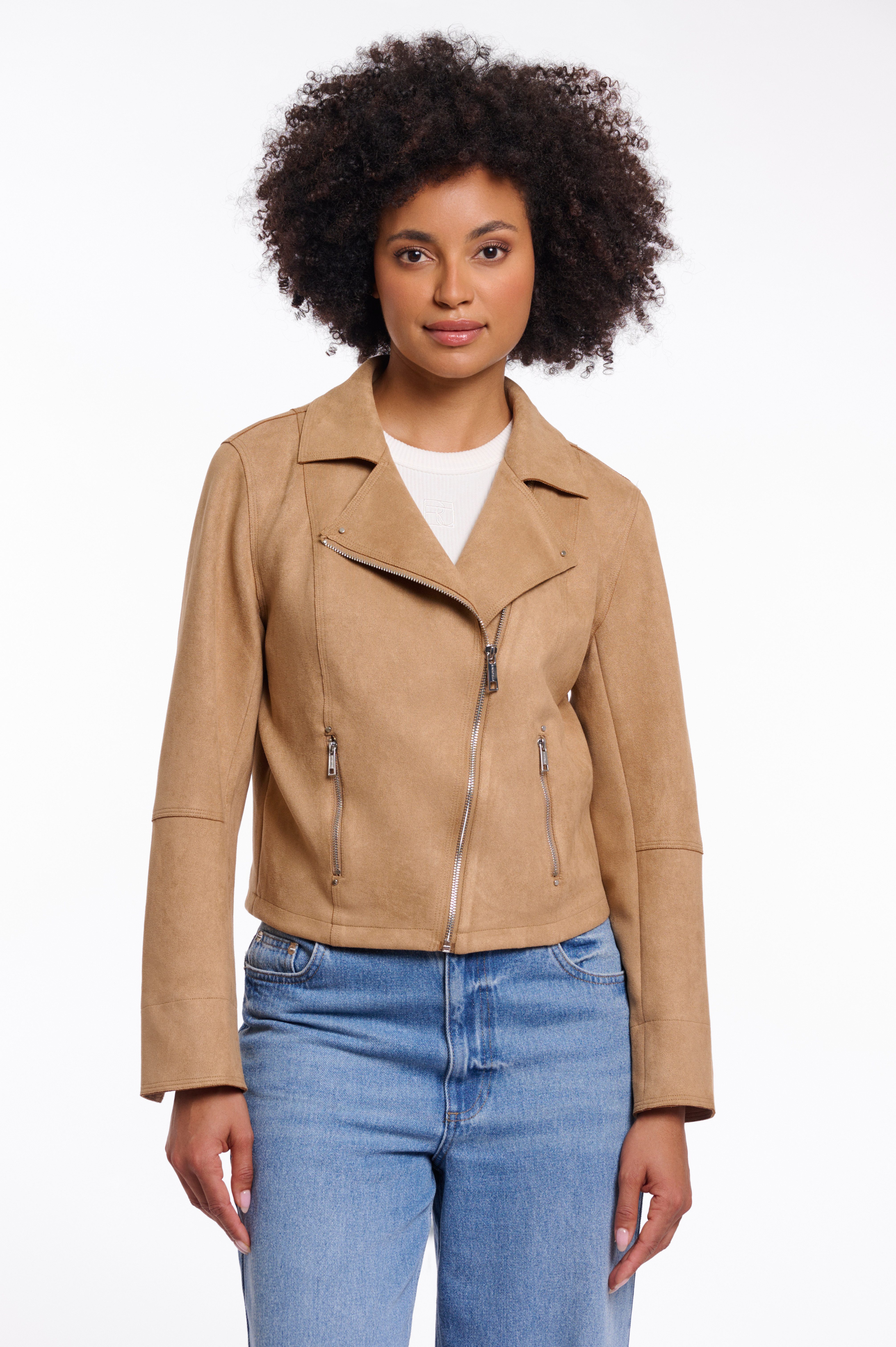 Rino & Pelle Bikerjacke INE mit schrägem Reißverschluss und Reverskragen