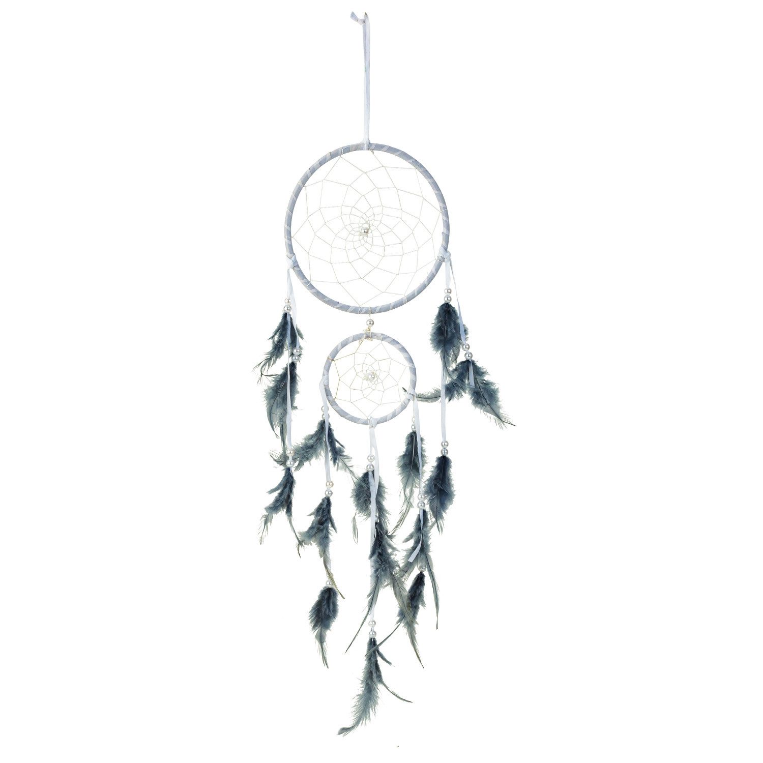 Mel-O-Design Ловец снов Hängedekoration Ловец снов mit Federn und Perlen (zum Aufhängen, Fensterdekoration), Wandbehang, Deko Schlafzimmer, Wohnzimmer