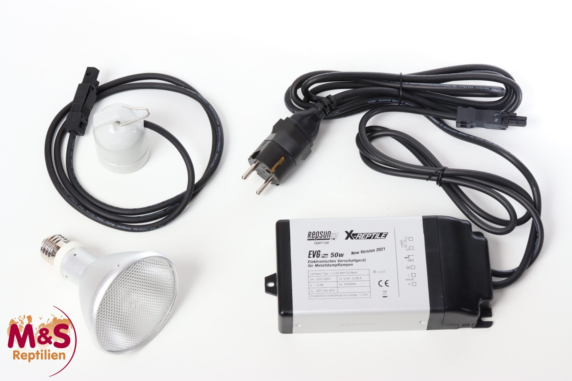 M&S Reptilien Terrarienleuchte X-Reptile 100 Watt Spot HID- / UV-Set (Lampe, Vorschaltgerät & Fassung
