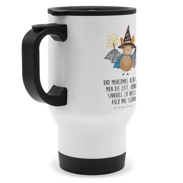 Mr. & Mrs. Panda Thermobecher Fledermaus Zauberer - Weiß - Geschenk, Thermobecher für 400 ml, Kaffe, Edelstahl, Perfektes Geschenk