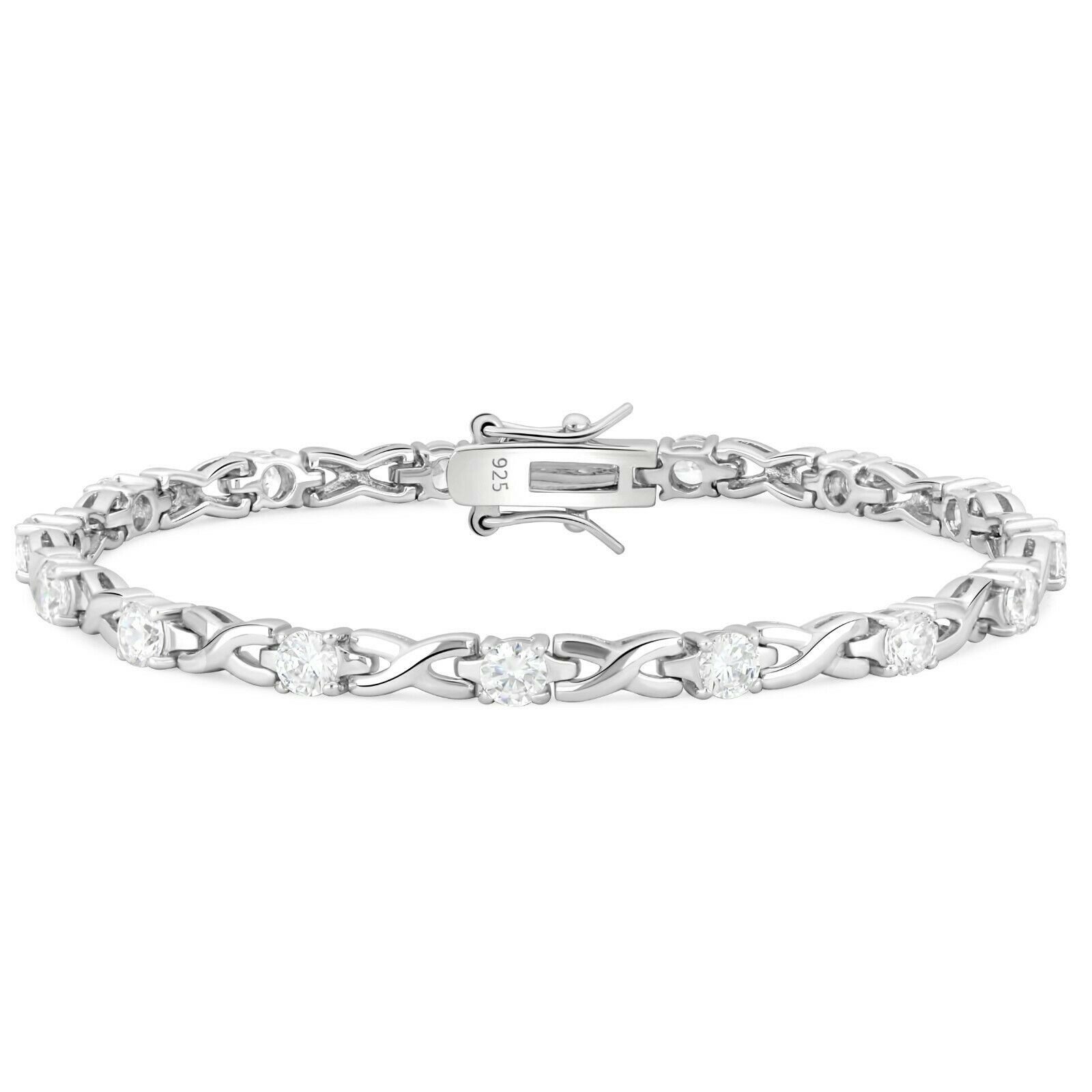 Tony Fein Silberarmband Tennisarmband Schleifendesign 3mm 925er Silber Rhodiniert