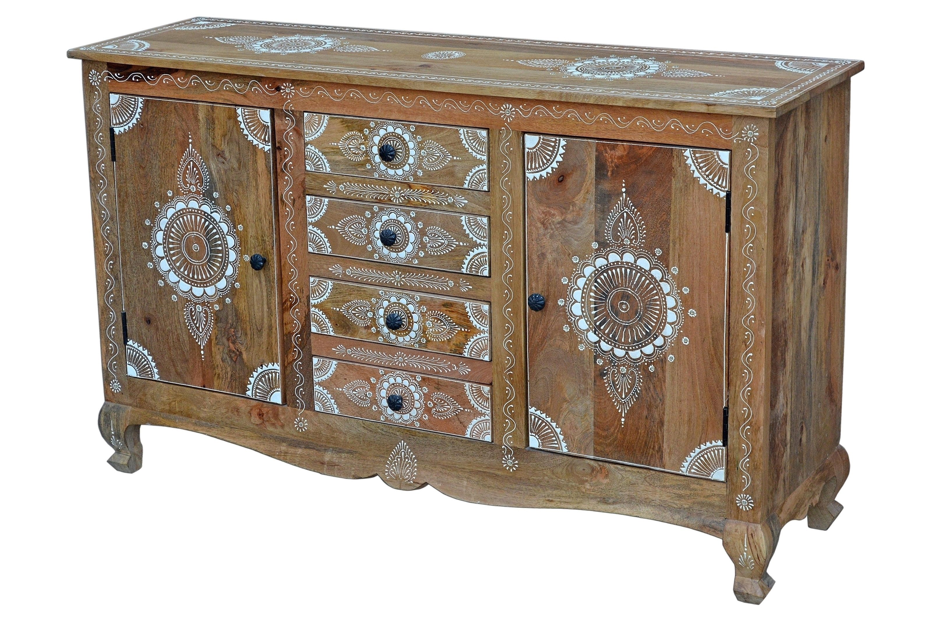 freiraum Sideboard Sharma, in Braun, Mangoholz - 140x85x40cm (BxHxT)